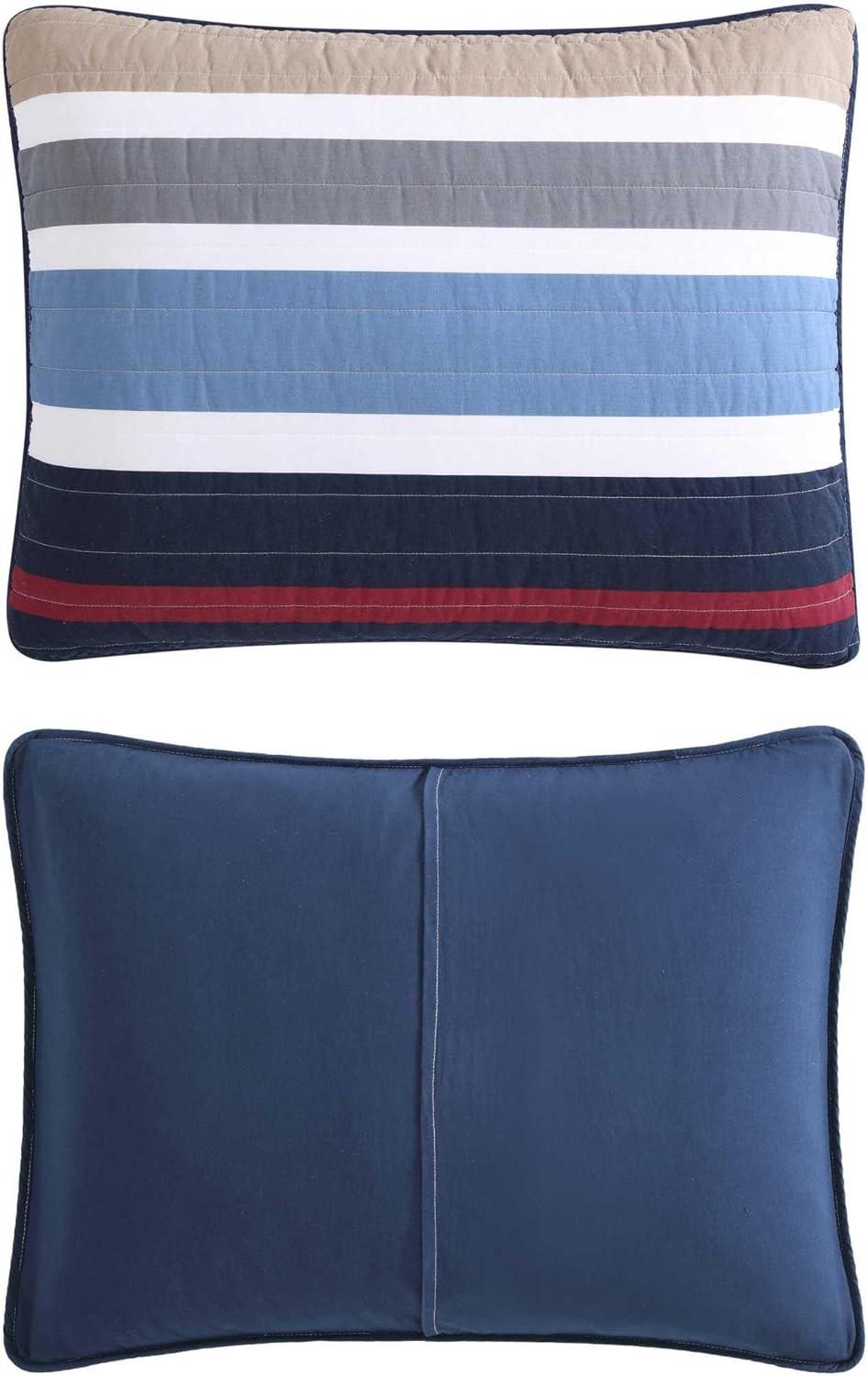 imageNautica  Twin Quilt Set Reversible Cotton Bedding with Matching Sham Bold ampamp Colorful Bedding Set for All Seasons Bradford Navy Blue Twin
