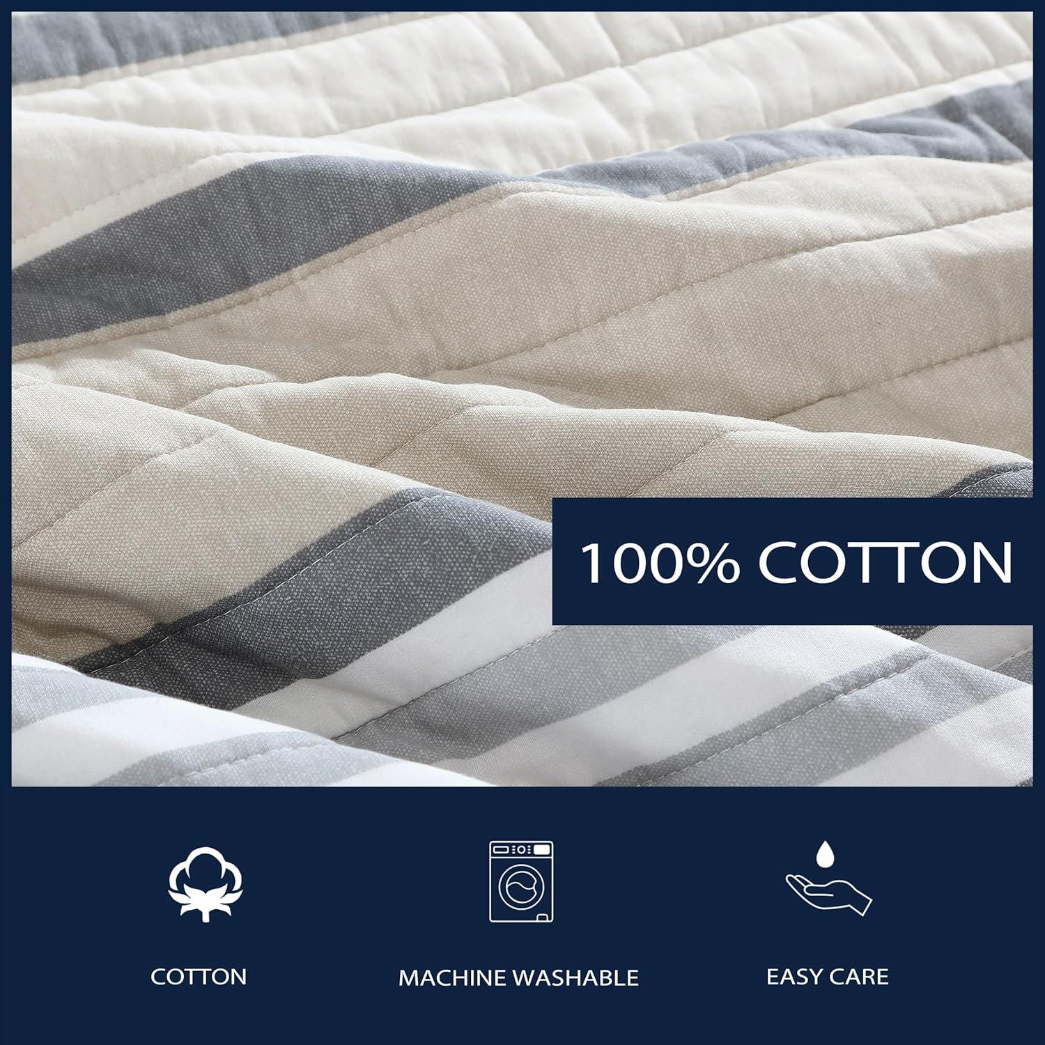 imageNautica  Twin Quilt Set Reversible Cotton Bedding with Matching Sham Modern Home Decor for All Seasons Dover Beige TwinDover Beige