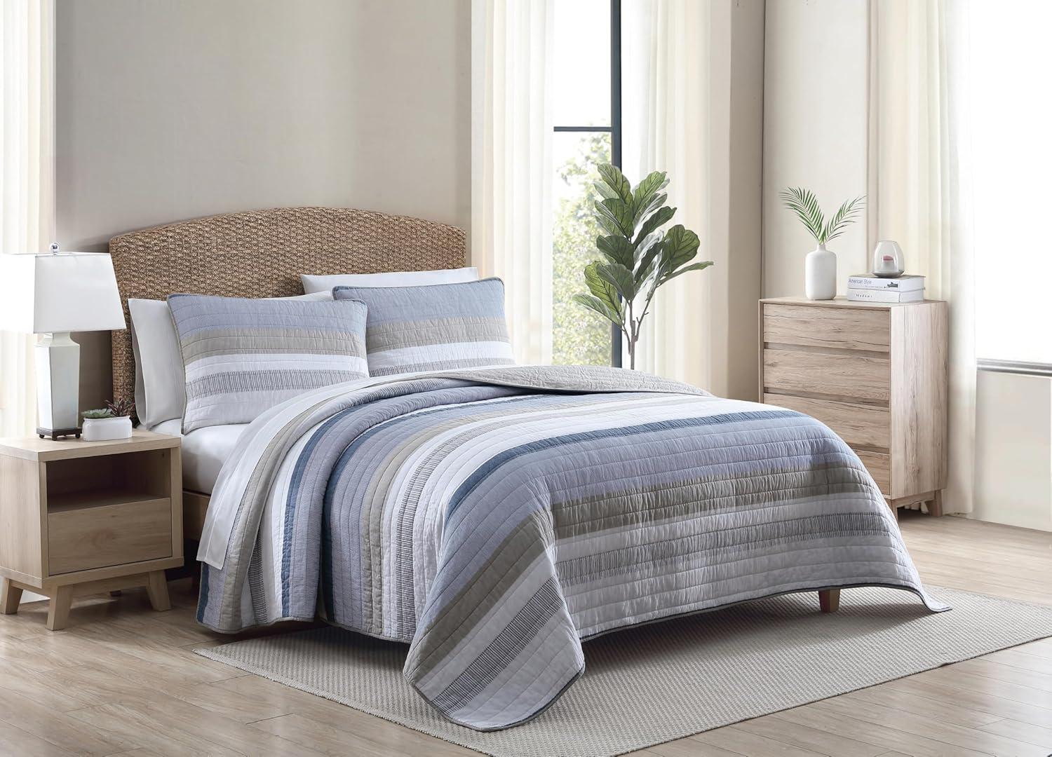 imageNautica  Twin Quilt Set Soft ampamp Breathable Cotton Bedding with Medium Weight Feel Reversible 2 Piece Bed Set with Matching Pillowcase Galewood BlueFullQueen