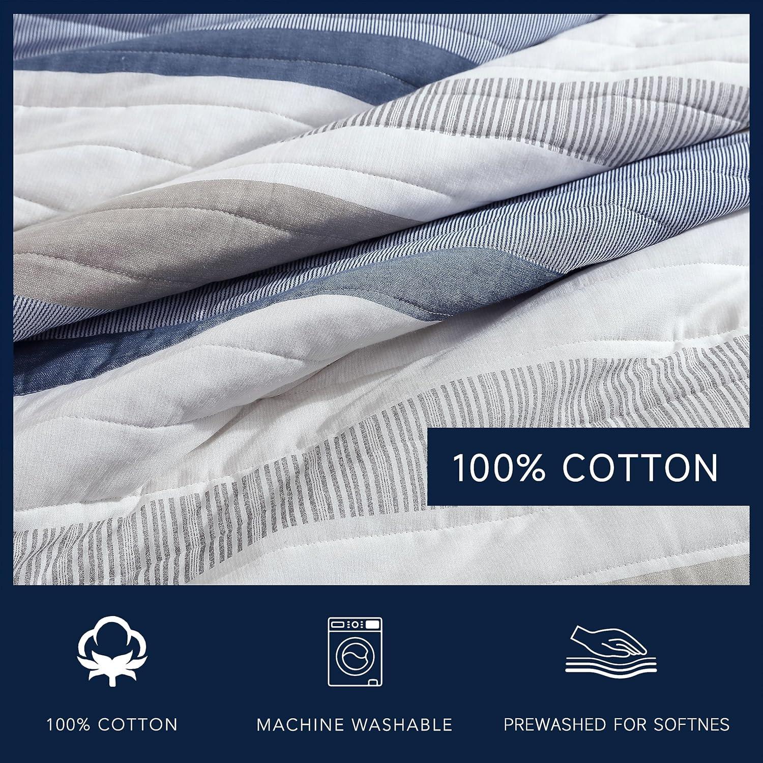 imageNautica  Twin Quilt Set Soft ampamp Breathable Cotton Bedding with Medium Weight Feel Reversible 2 Piece Bed Set with Matching Pillowcase Galewood BlueTwin