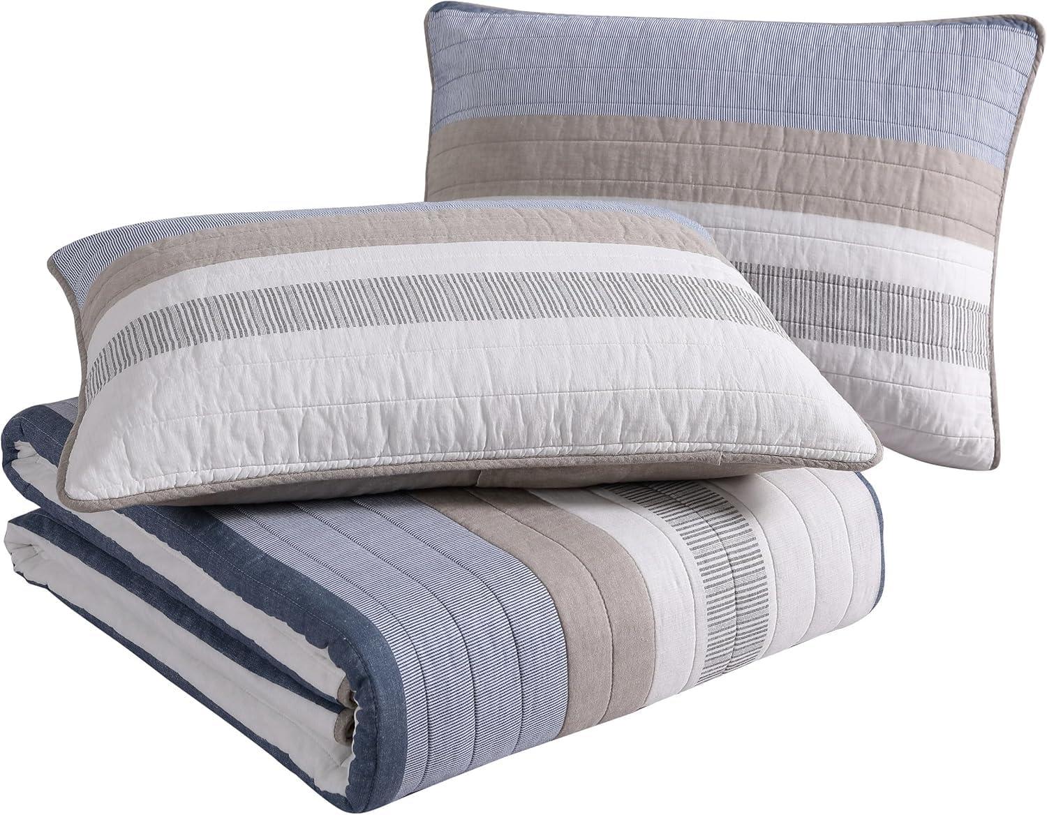 imageNautica  Twin Quilt Set Soft ampamp Breathable Cotton Bedding with Medium Weight Feel Reversible 2 Piece Bed Set with Matching Pillowcase Galewood BlueFullQueen
