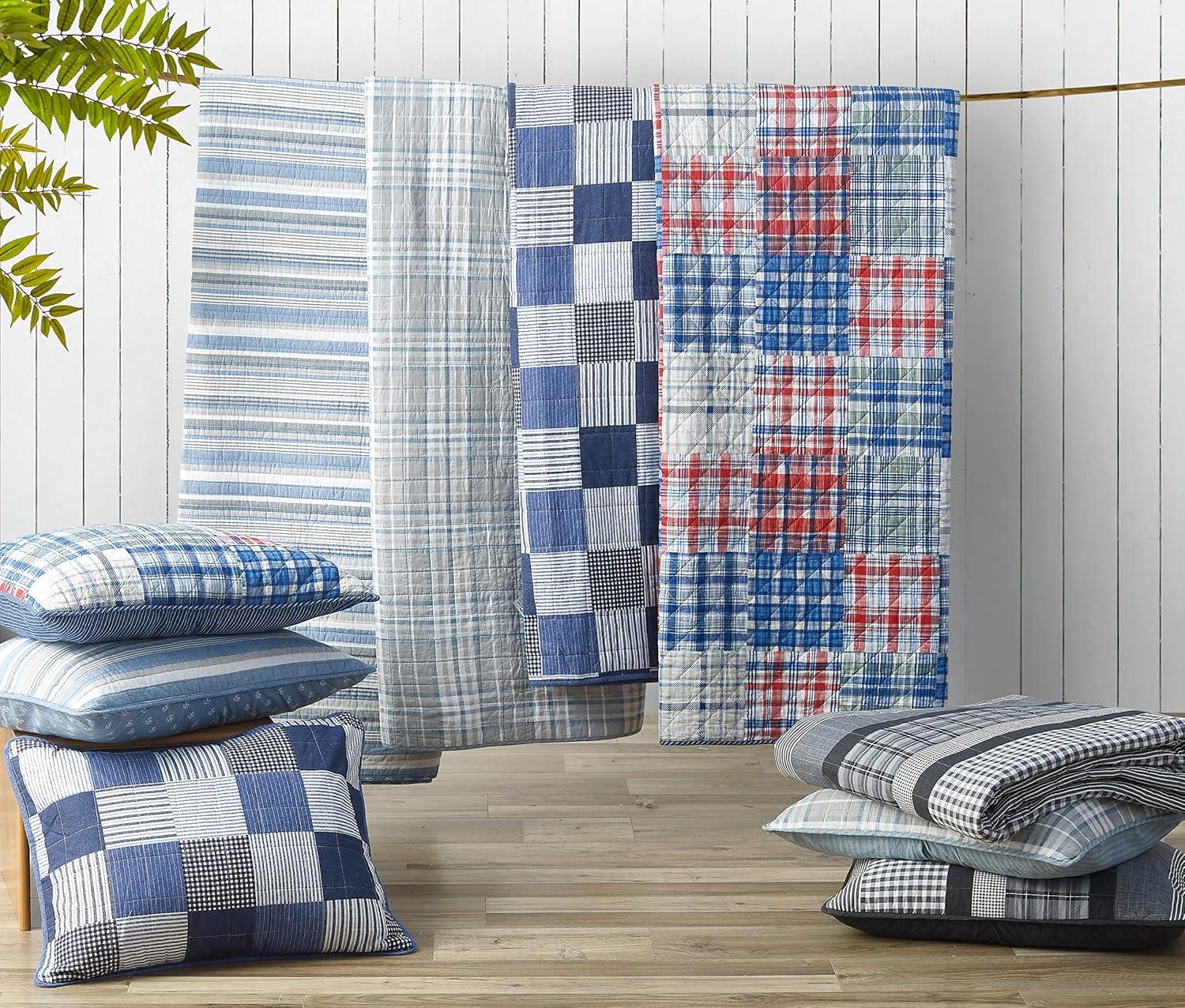 imageNautica  Twin Quilt Set Soft ampamp Breathable Cotton Bedding with Medium Weight Feel Reversible 2 Piece Bed Set with Matching Pillowcase Galewood BlueFullQueen
