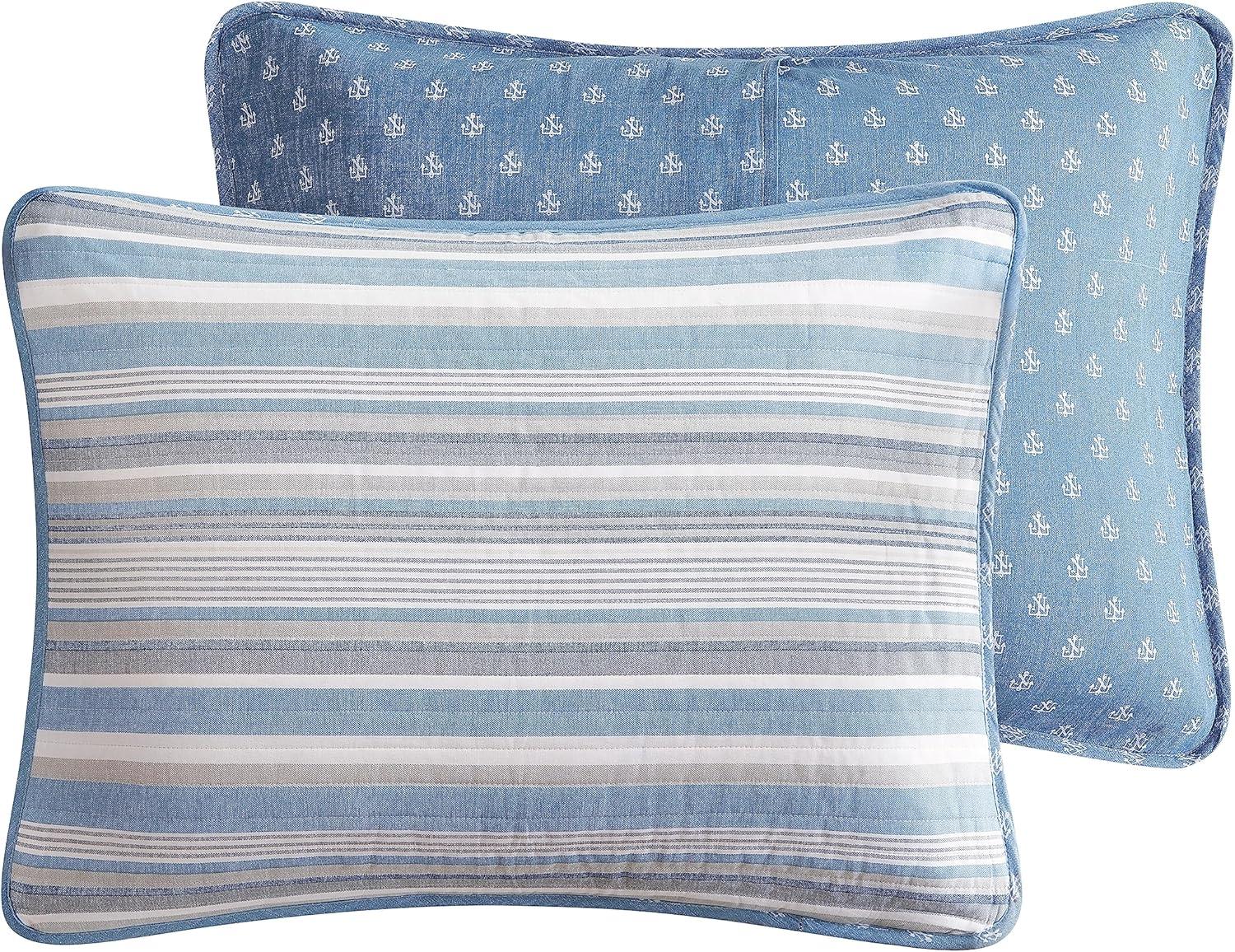 imageNautica  Twin Quilt Set Soft ampamp Breathable Cotton Bedding with Medium Weight Feel Reversible 2 Piece Bed Set with Matching Pillowcase Jettison GreyTwin