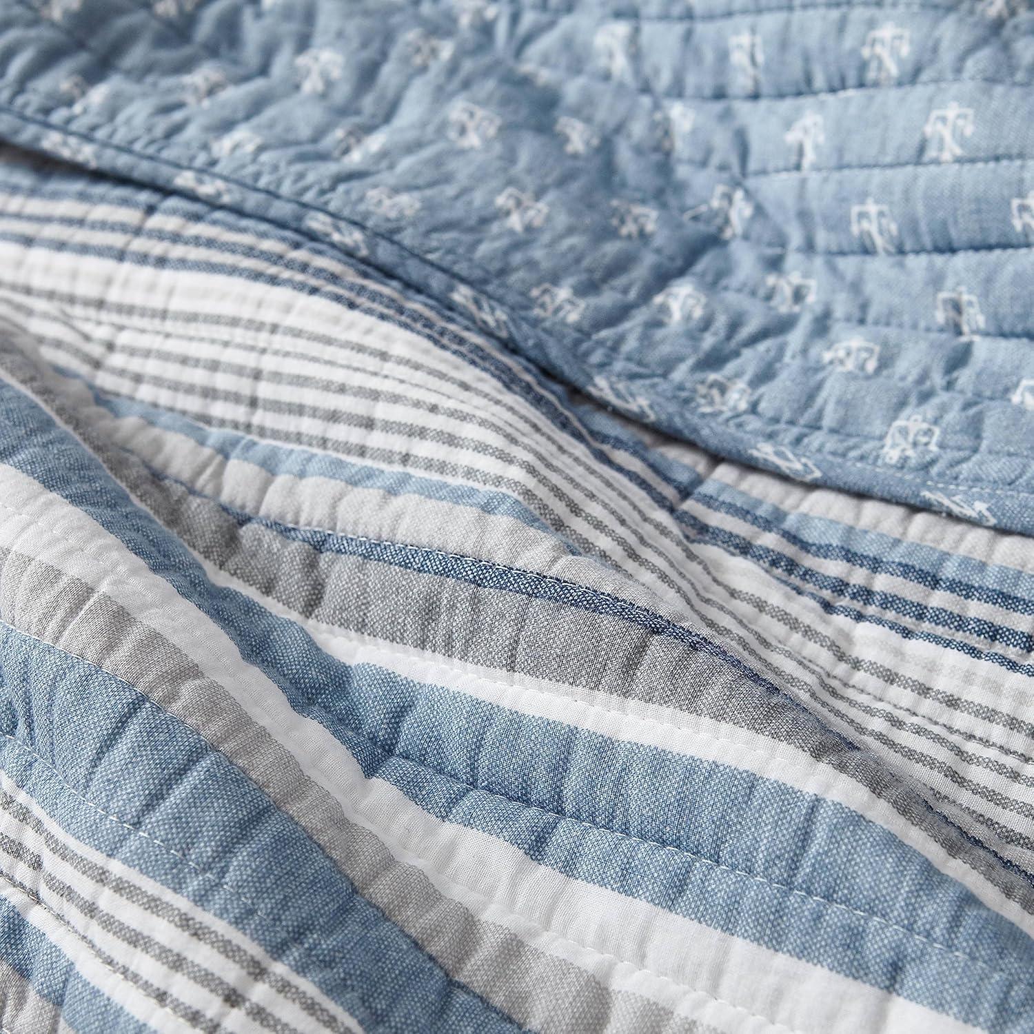 imageNautica  Twin Quilt Set Soft ampamp Breathable Cotton Bedding with Medium Weight Feel Reversible 2 Piece Bed Set with Matching Pillowcase Jettison GreyKing