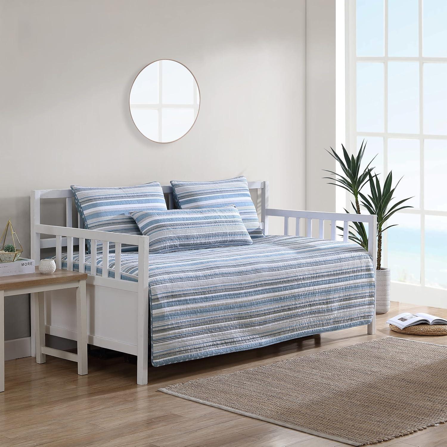 imageNautica  Twin Quilt Set Soft ampamp Breathable Cotton Bedding with Medium Weight Feel Reversible 2 Piece Bed Set with Matching Pillowcase Jettison GreyDaybed