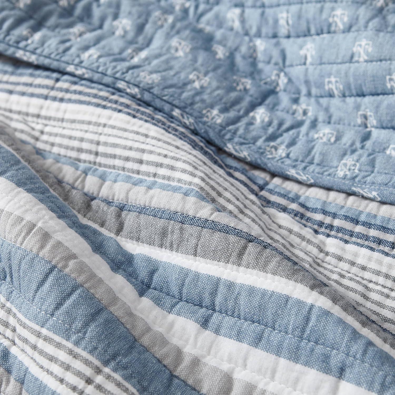imageNautica  Twin Quilt Set Soft ampamp Breathable Cotton Bedding with Medium Weight Feel Reversible 2 Piece Bed Set with Matching Pillowcase Jettison GreyFullQueen