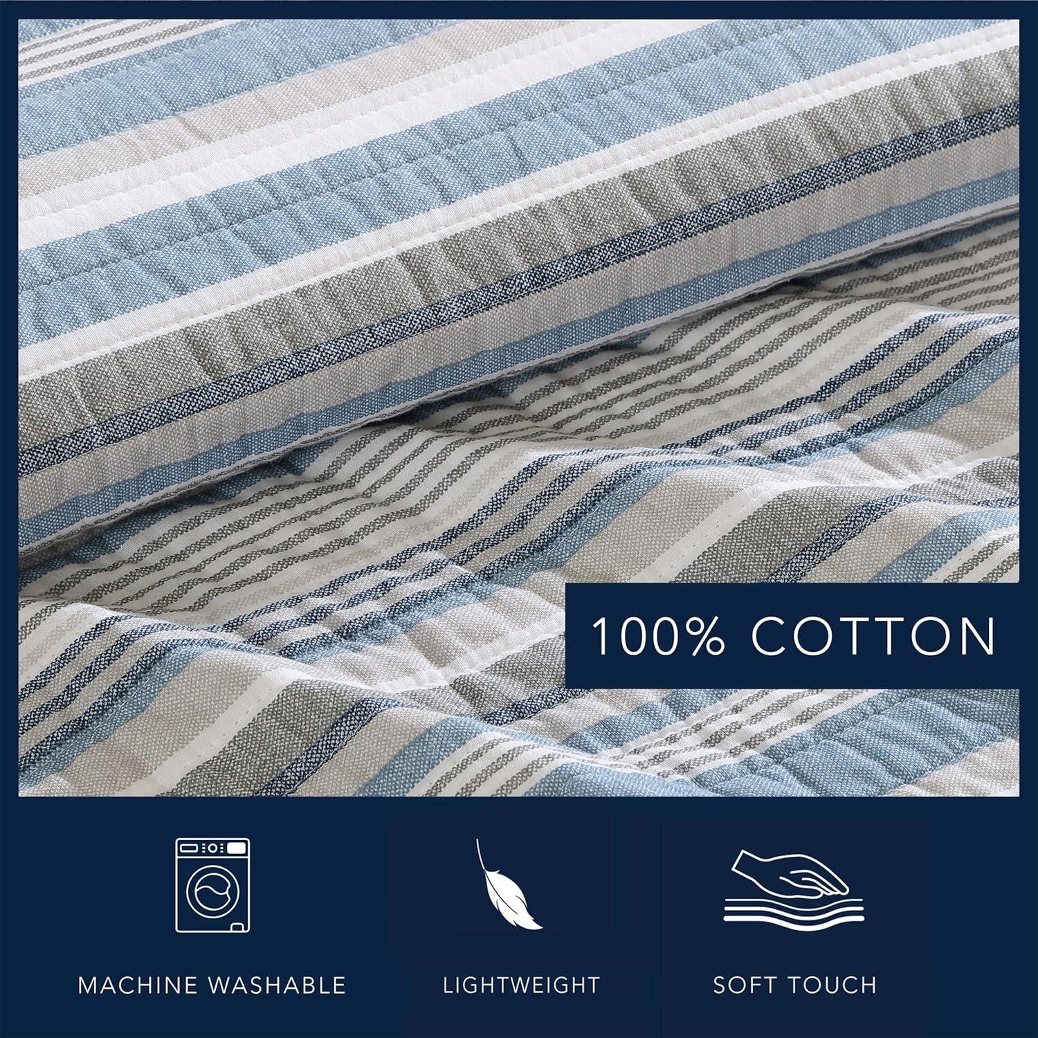 imageNautica  Twin Quilt Set Soft ampamp Breathable Cotton Bedding with Medium Weight Feel Reversible 2 Piece Bed Set with Matching Pillowcase Jettison GreyDaybed