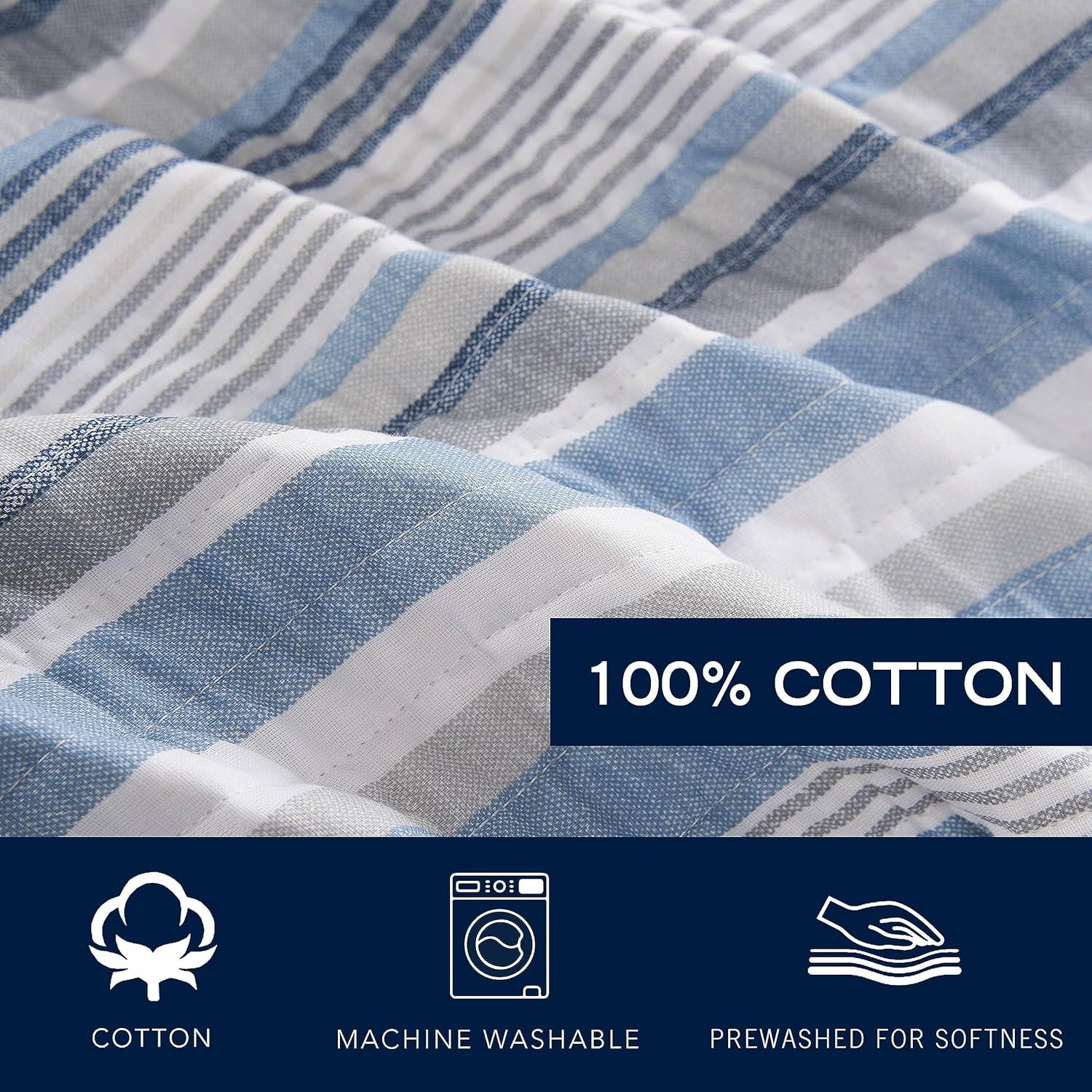 imageNautica  Twin Quilt Set Soft ampamp Breathable Cotton Bedding with Medium Weight Feel Reversible 2 Piece Bed Set with Matching Pillowcase Jettison GreyKing