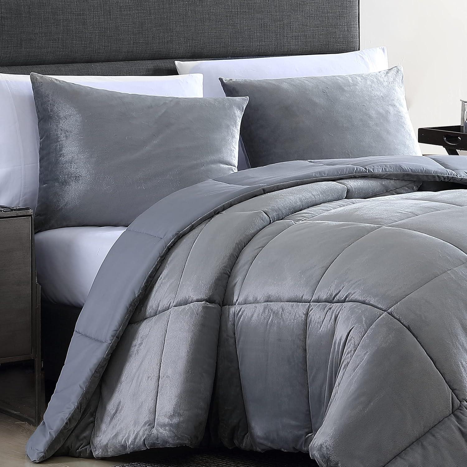imageNautica  Twin XL Comforter Set Micromink Reversible Bedding with Matching Sham Soft ampamp Cozy Home Decor Bristol Grey Twin XLGrey