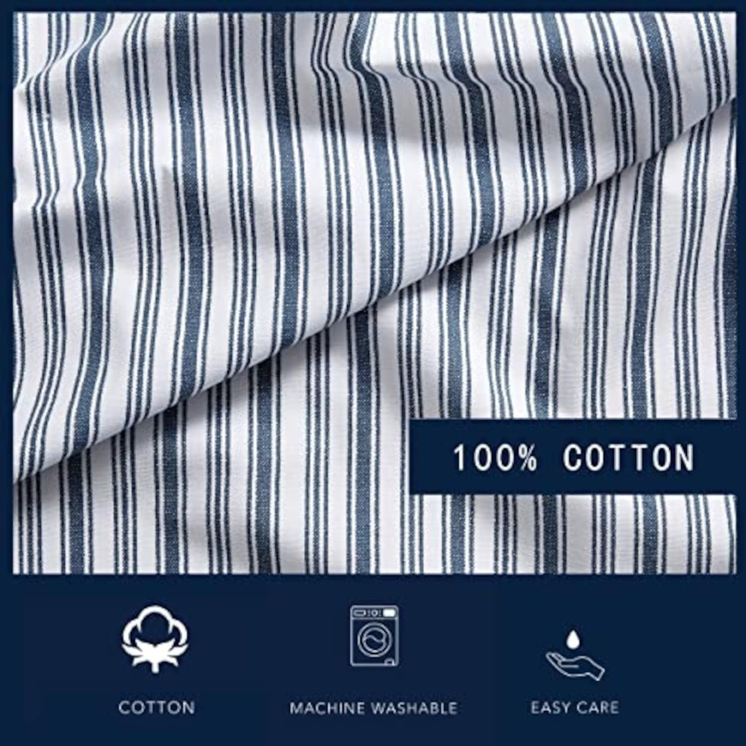 imageNautica  Twin XL Sheets Cotton Percale Preppy Bedding Set Casual Home Decor Dorm Room Essentials Coleridge Stripe Blue Twin XL