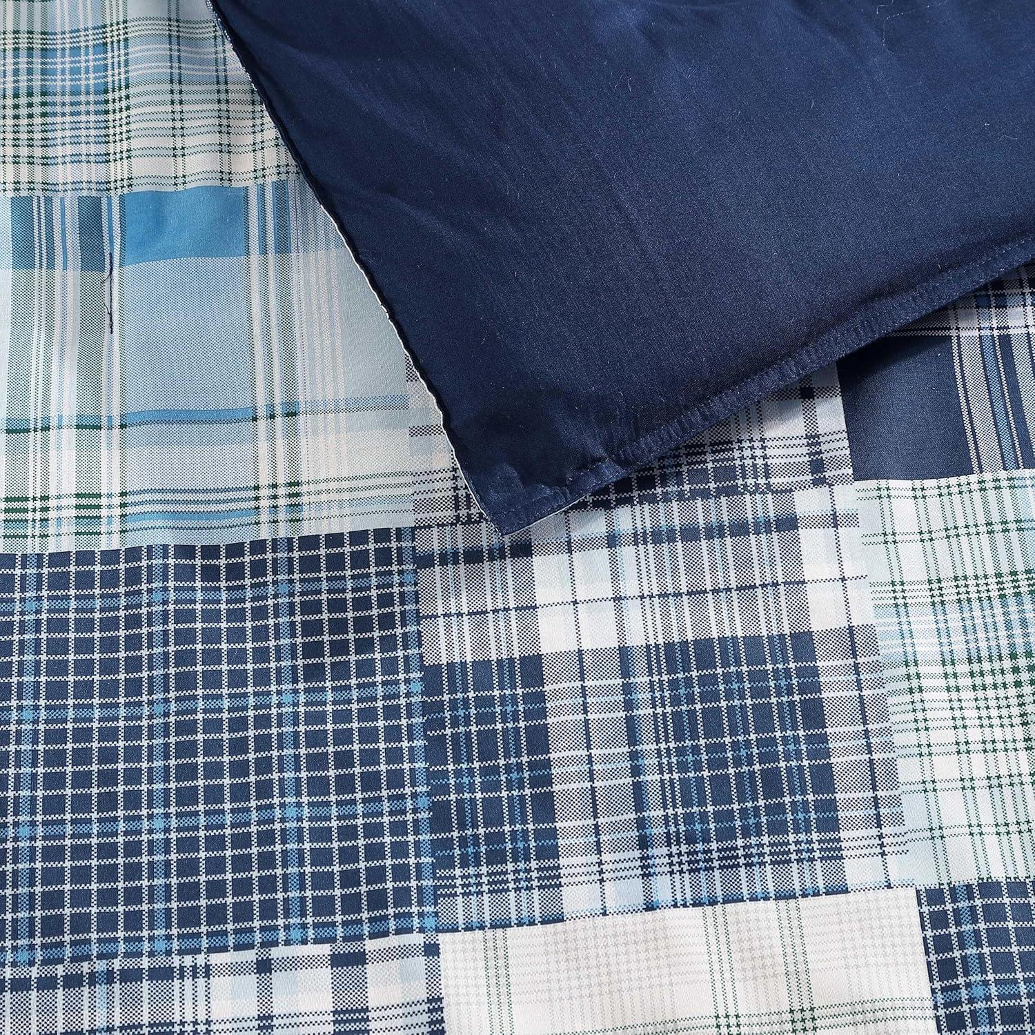 imageNautica  TwinTwin XL Comforter Set Cotton Bedding with Matching Sham Patchwork Print Bed Set Medium Weight for Year Round Use Dorm Essentials Mason BlueMason Blue