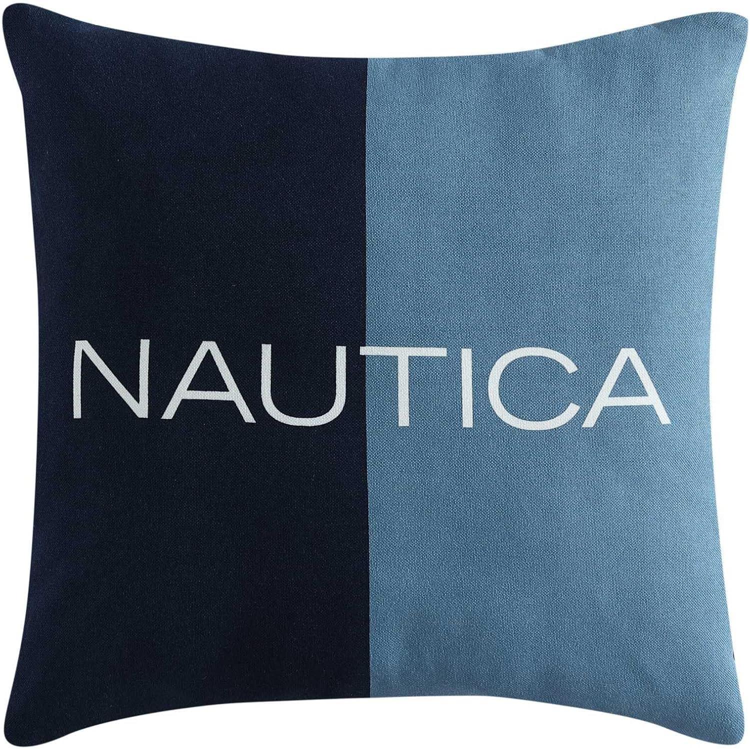 imageNautica  TwinTwin XL Comforter Set Cotton Bedding with Matching Sham Patchwork Print Bed Set Medium Weight for Year Round Use Dorm Essentials Mason BlueElliot Blue