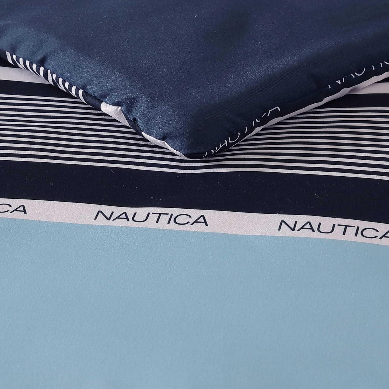 imageNautica  TwinTwin XL Comforter Set Cotton Bedding with Matching Sham Patchwork Print Bed Set Medium Weight for Year Round Use Dorm Essentials Mason BlueElliot Blue