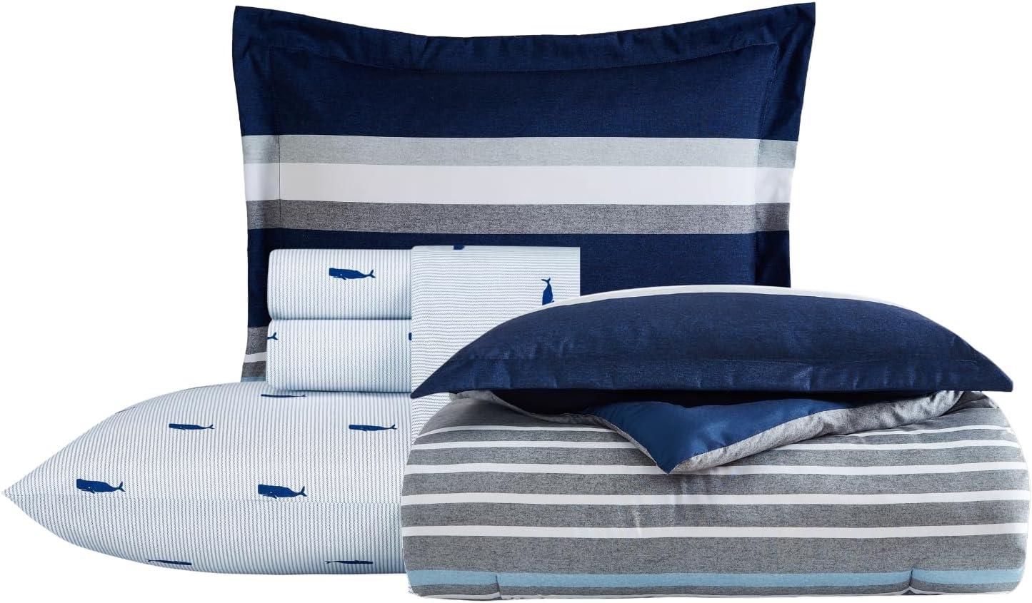 imageNautica  TwinTwin XL Comforter Set Cotton Bedding with Matching Sham Patchwork Print Bed Set Medium Weight for Year Round Use Dorm Essentials Mason BlueBlue