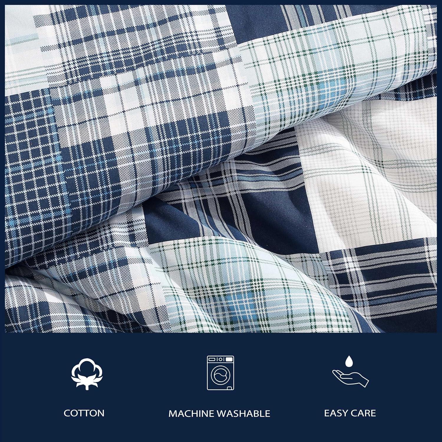 imageNautica  TwinTwin XL Comforter Set Cotton Bedding with Matching Sham Patchwork Print Bed Set Medium Weight for Year Round Use Dorm Essentials Mason BlueMason Blue