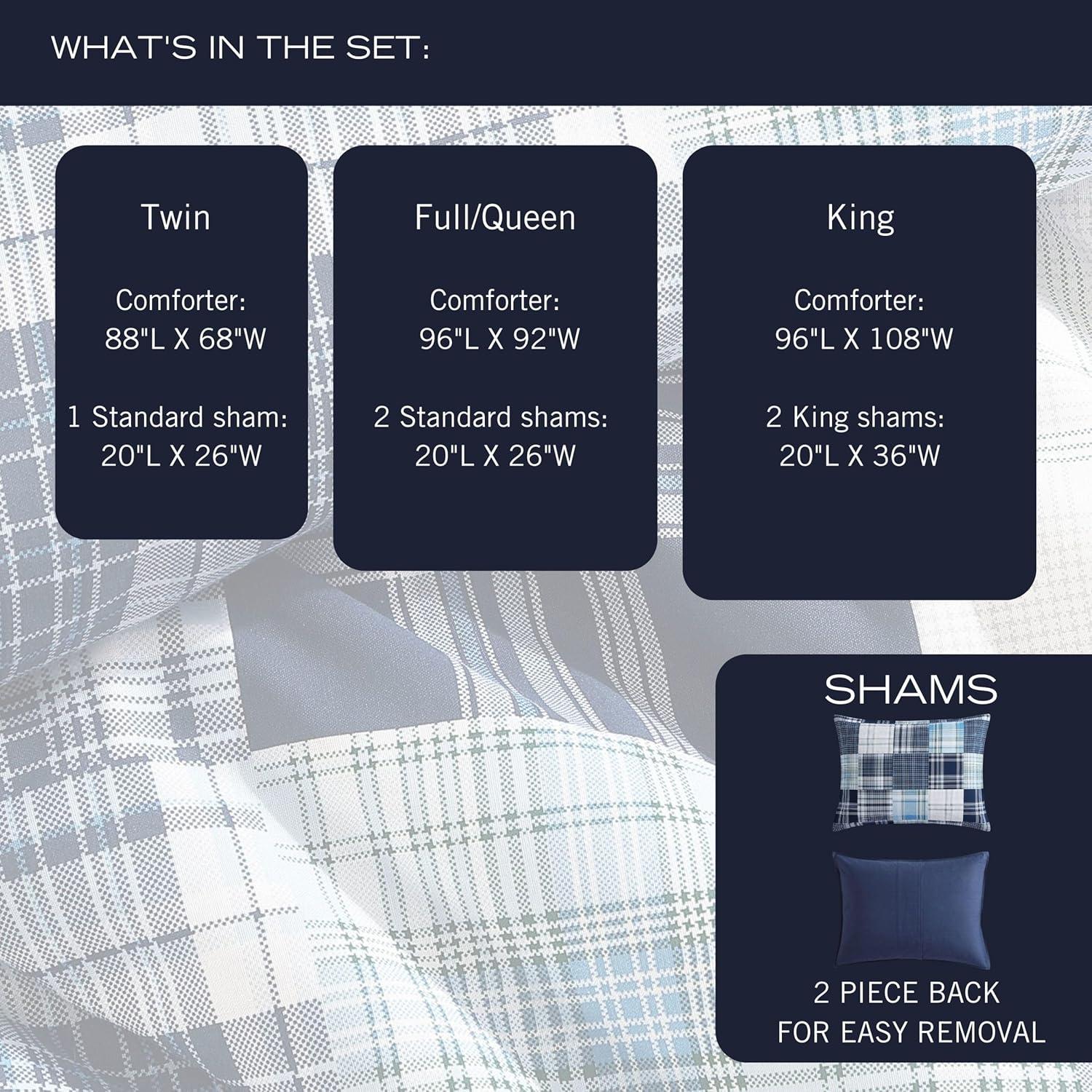 imageNautica  TwinTwin XL Comforter Set Cotton Bedding with Matching Sham Patchwork Print Bed Set Medium Weight for Year Round Use Dorm Essentials Mason BlueMason Blue