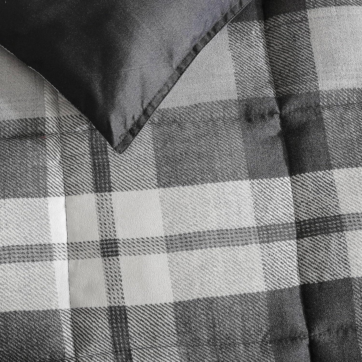 imageNautica  TwinTwin XL Comforter Set Reversible Bedding with Matching Sham Microsuede with Sherpa Reverse Dorm Essentials OekTex Certified Crossview Plaid CharcoalDark Grey