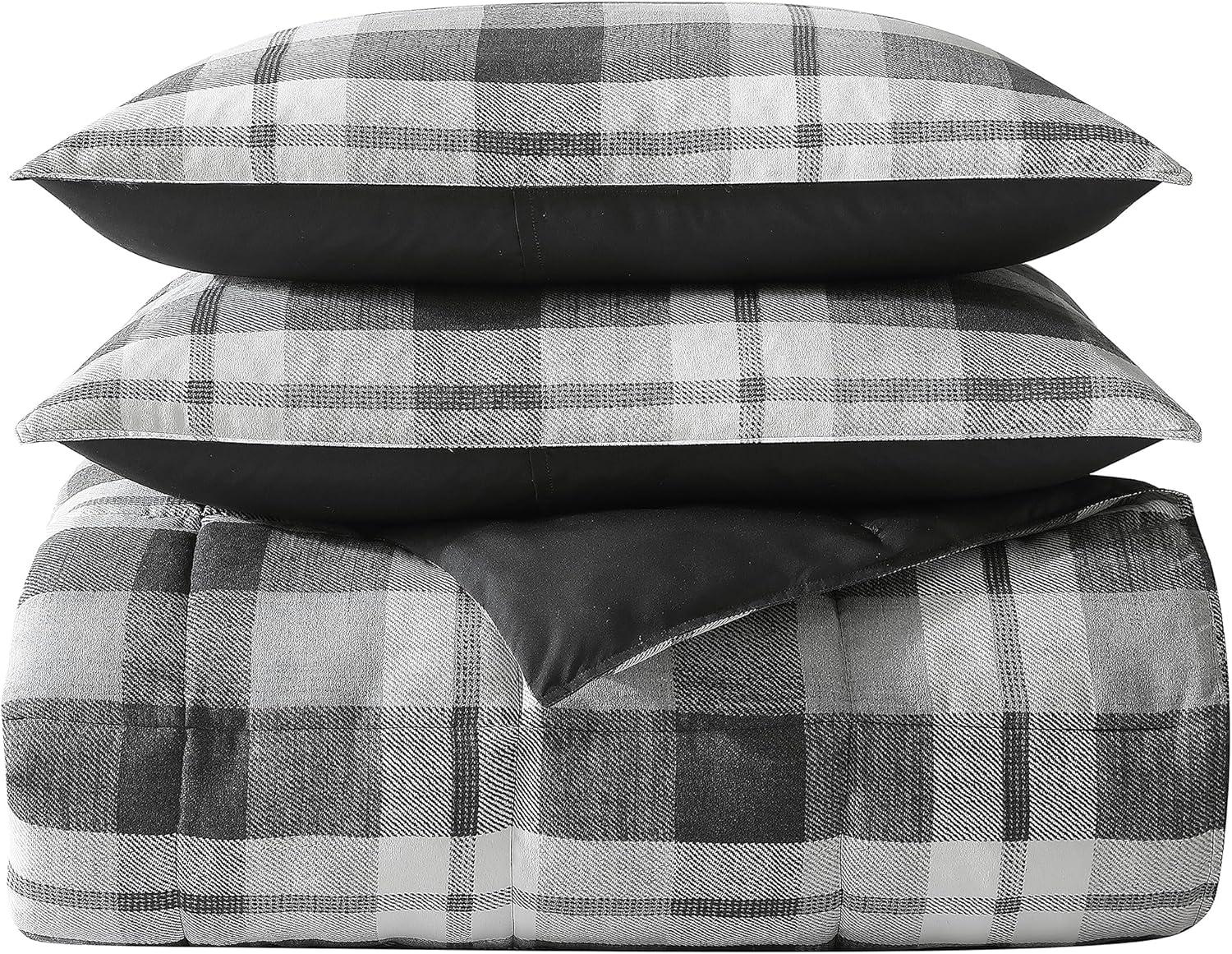 imageNautica  TwinTwin XL Comforter Set Reversible Bedding with Matching Sham Microsuede with Sherpa Reverse Dorm Essentials OekTex Certified Crossview Plaid CharcoalDark Grey