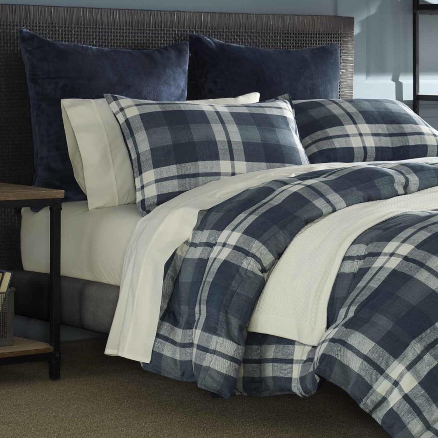 imageNautica  TwinTwin XL Comforter Set Reversible Bedding with Matching Sham Microsuede with Sherpa Reverse Dorm Essentials OekTex Certified Crossview Plaid CharcoalNavy