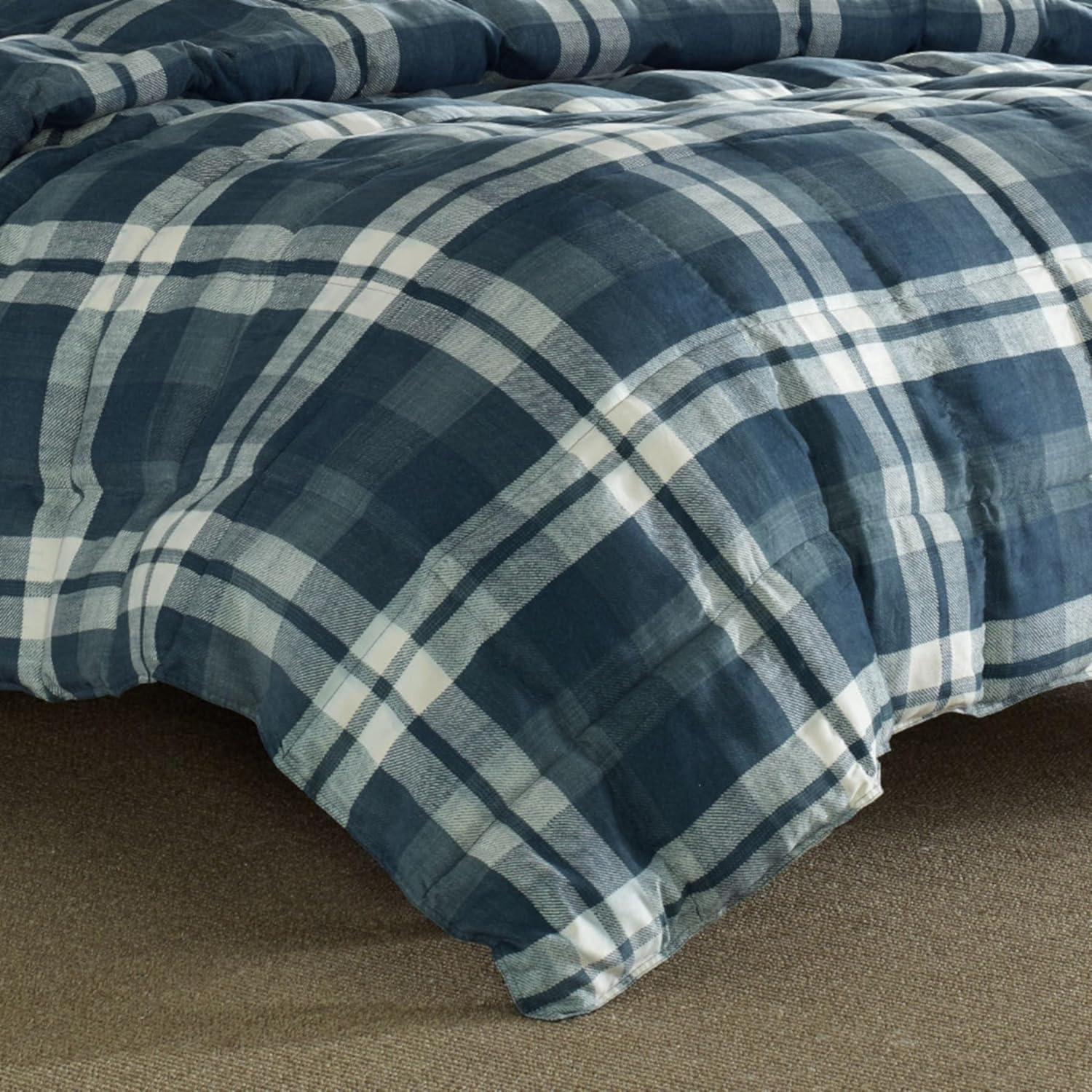 imageNautica  TwinTwin XL Comforter Set Reversible Bedding with Matching Sham Microsuede with Sherpa Reverse Dorm Essentials OekTex Certified Crossview Plaid CharcoalNavy