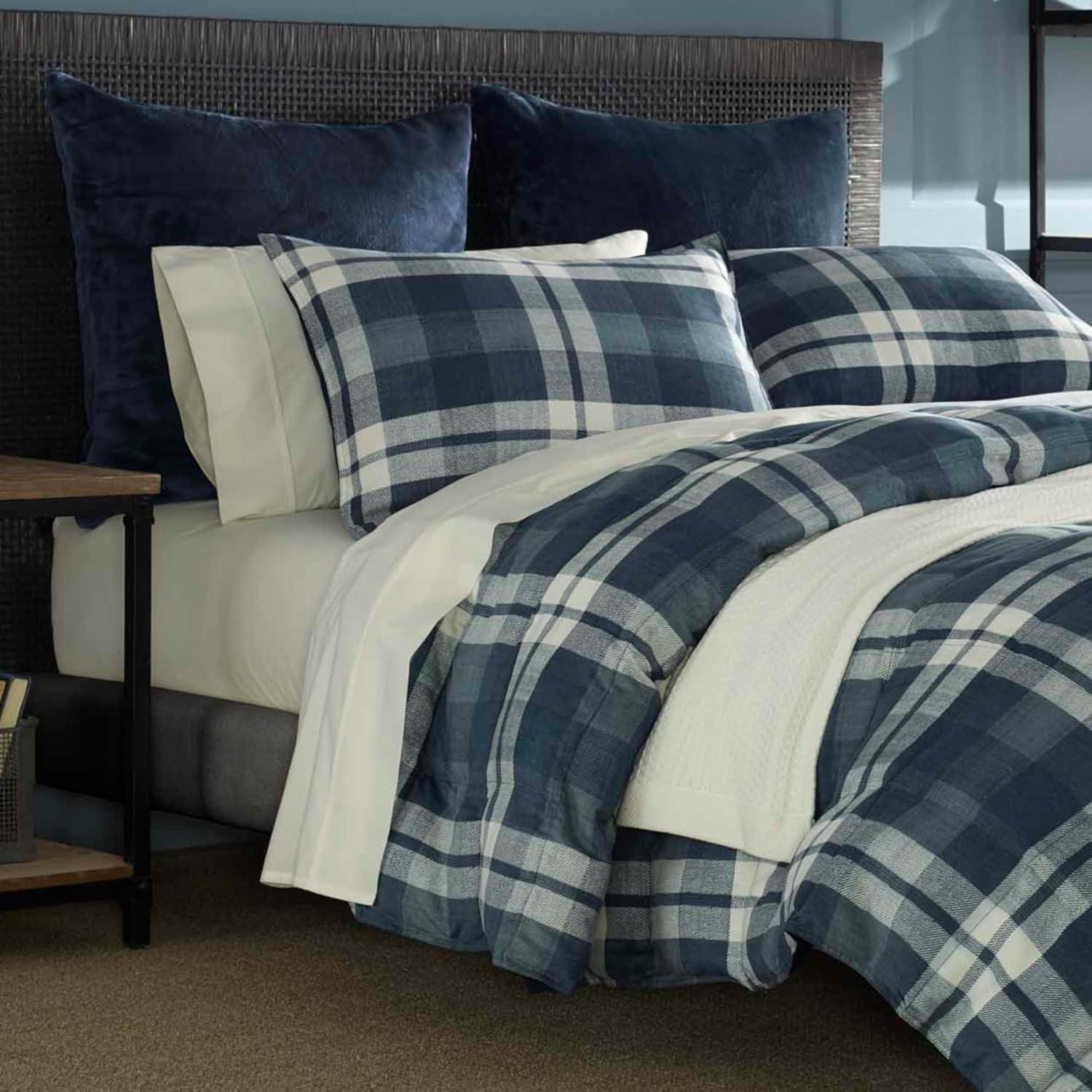 imageNautica  TwinTwin XL Comforter Set Reversible Bedding with Matching Sham Microsuede with Sherpa Reverse Dorm Essentials OekTex Certified Crossview Plaid CharcoalNavy