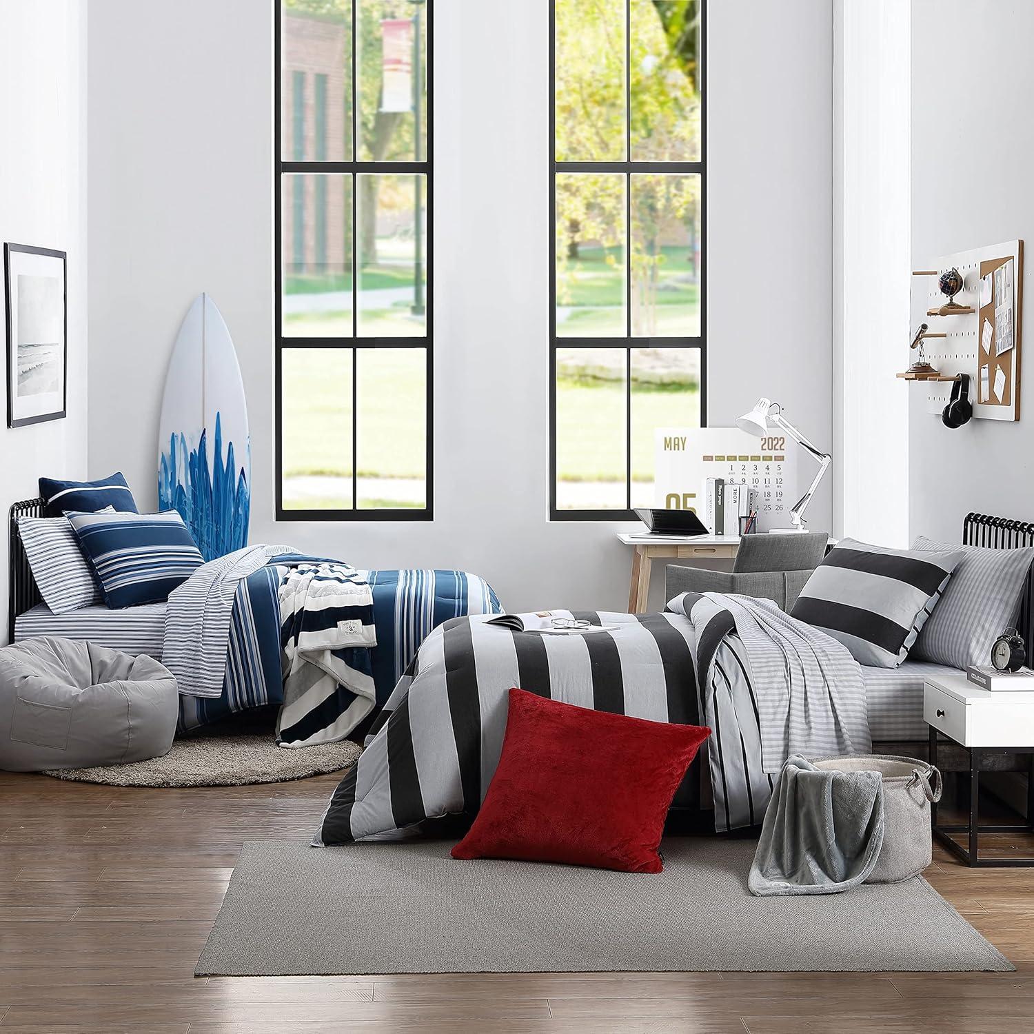 imageNautica  TwinTwin XL Comforter Set Reversible Cotton Bedding with Matching Sham Medium Weight for Year Round Use Dorm Essentials OekoTex Certified Lakeview BlueQueen