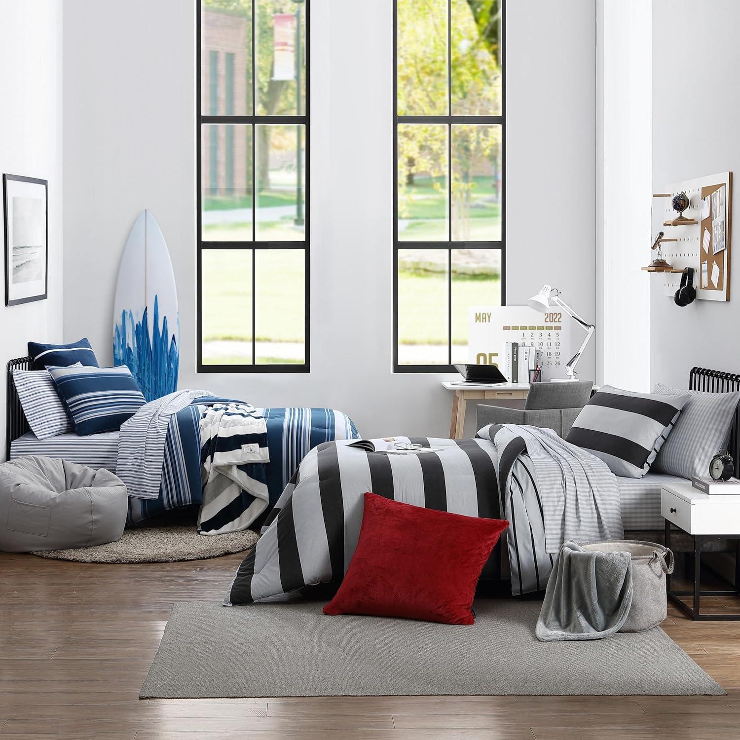 imageNautica  TwinTwin XL Comforter Set Reversible Cotton Bedding with Matching Sham Medium Weight for Year Round Use Dorm Essentials OekoTex Certified Lakeview BlueTwinTwin XL