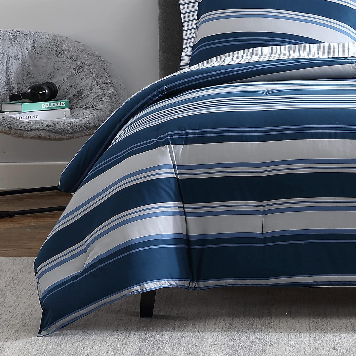 imageNautica  TwinTwin XL Comforter Set Reversible Cotton Bedding with Matching Sham Medium Weight for Year Round Use Dorm Essentials OekoTex Certified Lakeview BlueQueen