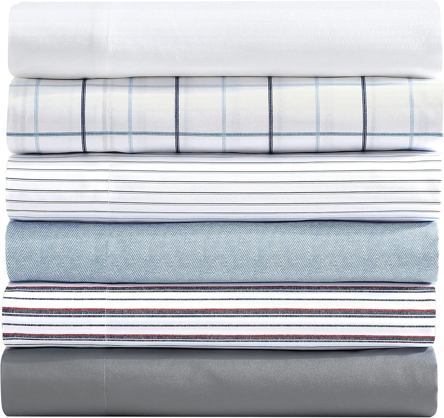 imageNautica  TwinTwin XL Sheet Set Deep Pocket Fitted Sheet and Pillowcase Set Double Layer Elastic Ideal Dorm Essentials Avery Stripe Navy TwinTwin XLAevery Stripe NavyRed