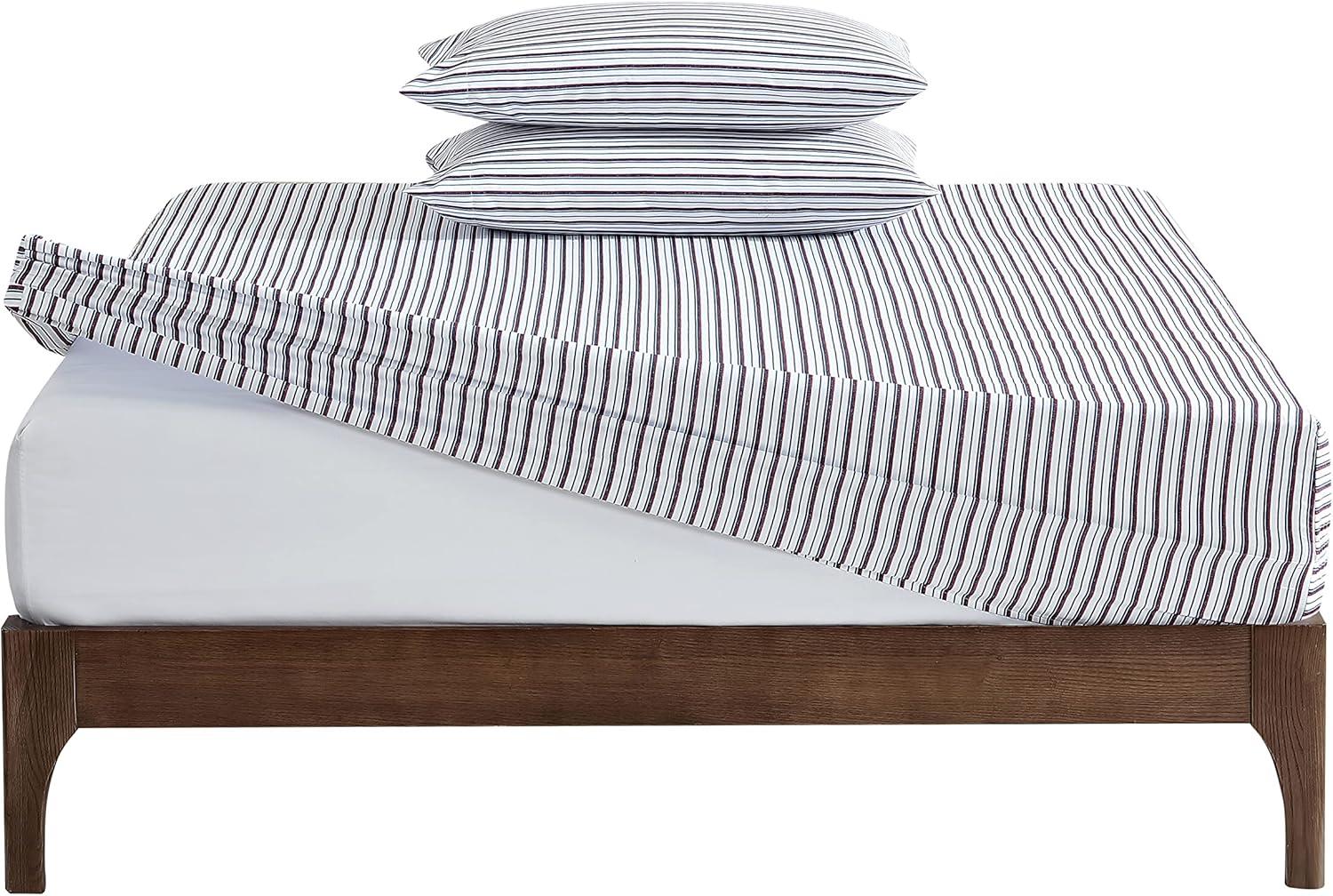 imageNautica  TwinTwin XL Sheet Set Deep Pocket Fitted Sheet and Pillowcase Set Double Layer Elastic Ideal Dorm Essentials Avery Stripe Navy TwinTwin XLAevery Stripe NavyRed