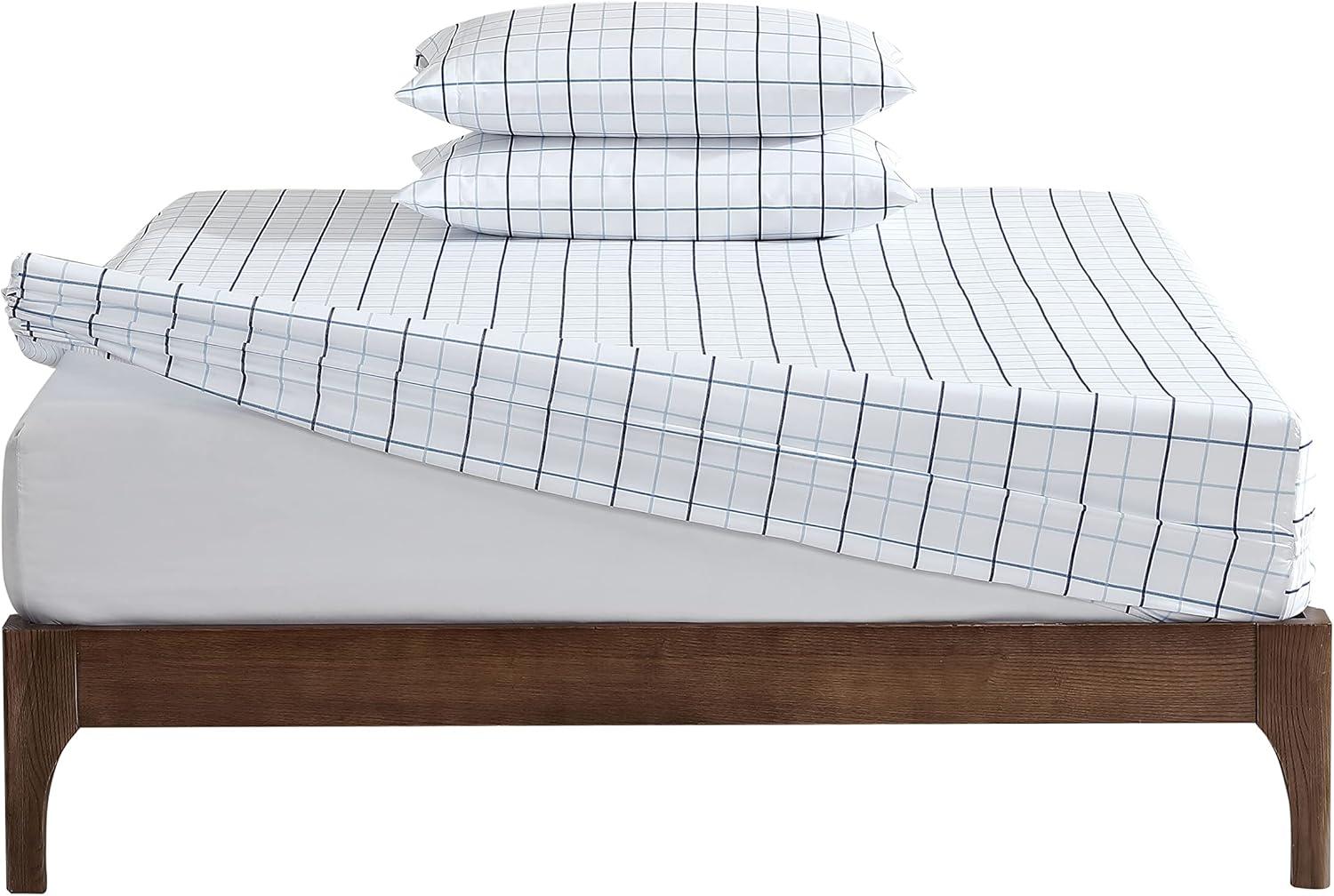 imageNautica  TwinTwin XL Sheet Set Deep Pocket Fitted Sheet and Pillowcase Set Double Layer Elastic Ideal Dorm Essentials Avery Stripe Navy TwinTwin XLClarkson Blue