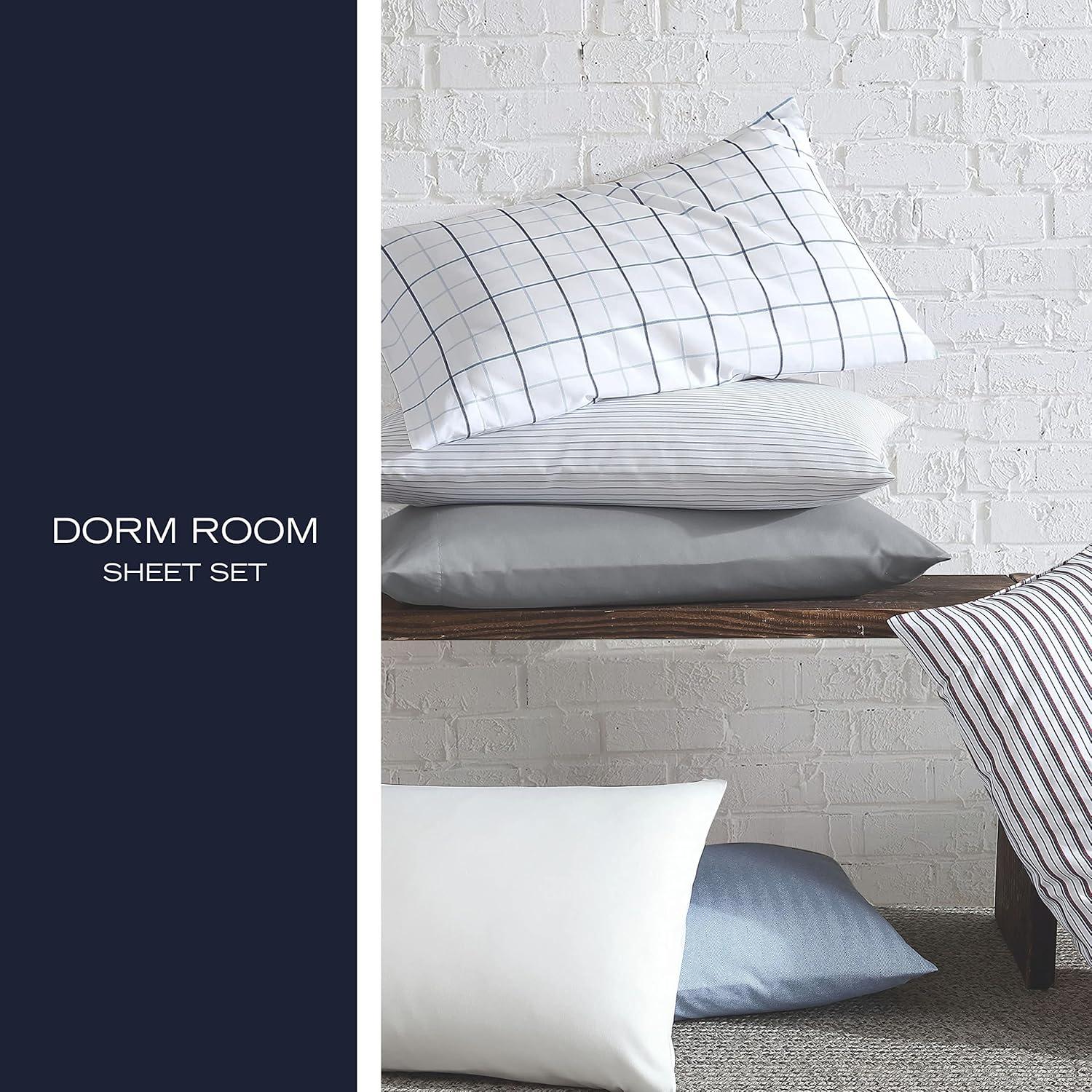 imageNautica  TwinTwin XL Sheet Set Deep Pocket Fitted Sheet and Pillowcase Set Double Layer Elastic Ideal Dorm Essentials Avery Stripe Navy TwinTwin XLClarkson Blue