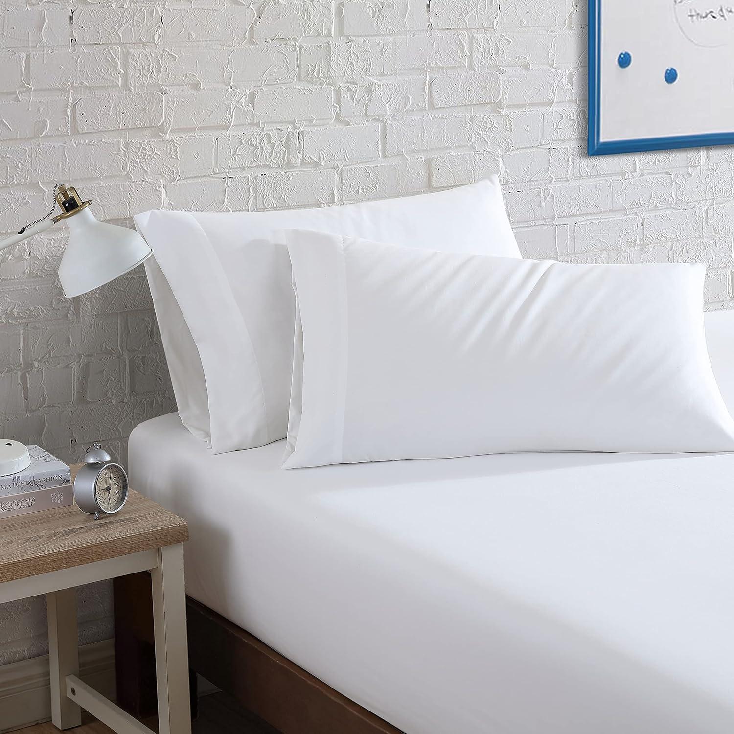 imageNautica  TwinTwin XL Sheet Set Deep Pocket Fitted Sheet and Pillowcase Set Double Layer Elastic Ideal Dorm Essentials Avery Stripe Navy TwinTwin XLSolid White