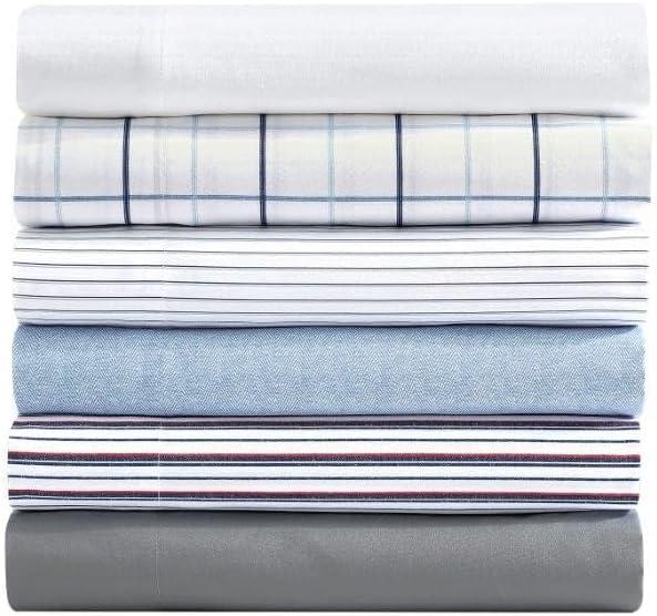 imageNautica  TwinTwin XL Sheet Set Deep Pocket Fitted Sheet and Pillowcase Set Double Layer Elastic Ideal Dorm Essentials Avery Stripe Navy TwinTwin XLSolid White
