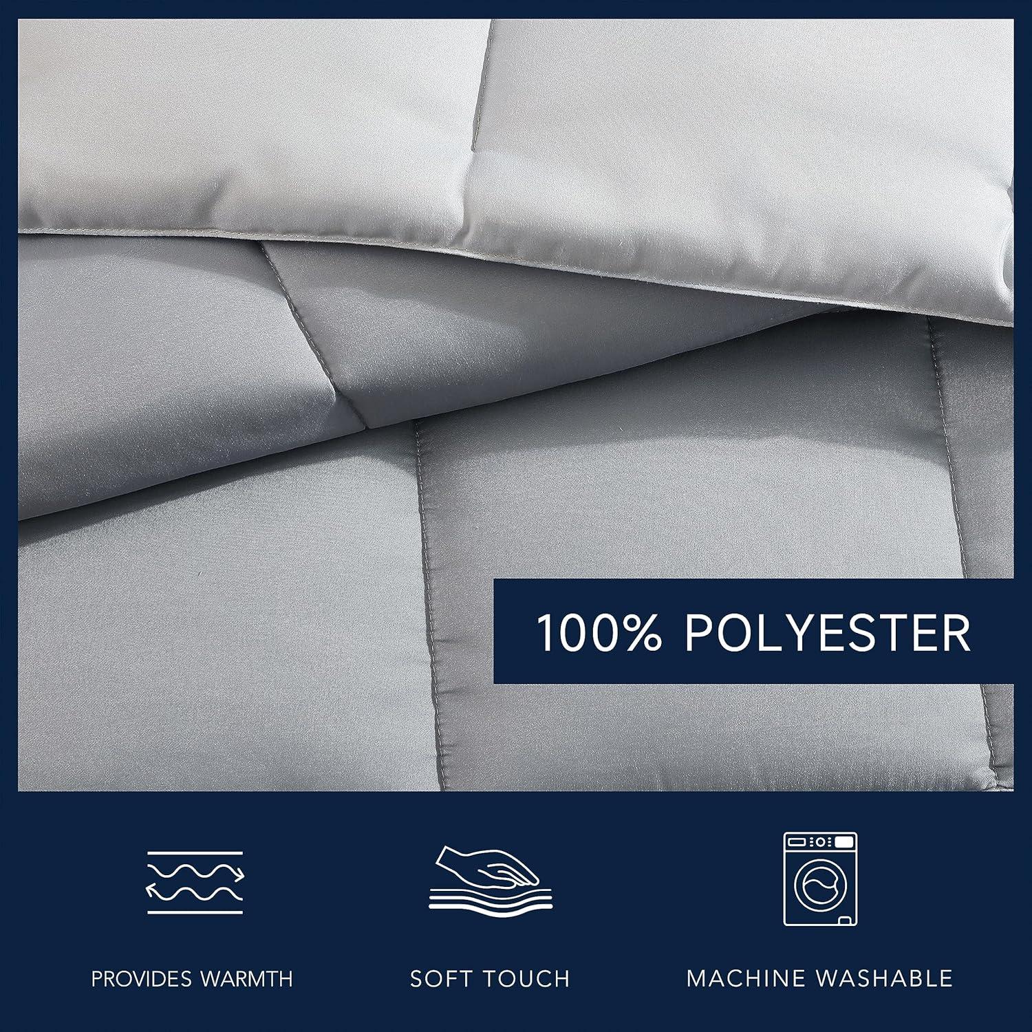 imageNautica Queen Comforter Set Cotton Reversible Bedding Set All Season Home Dcor Longdale Solid Grey QueenLongdale Solid Grey