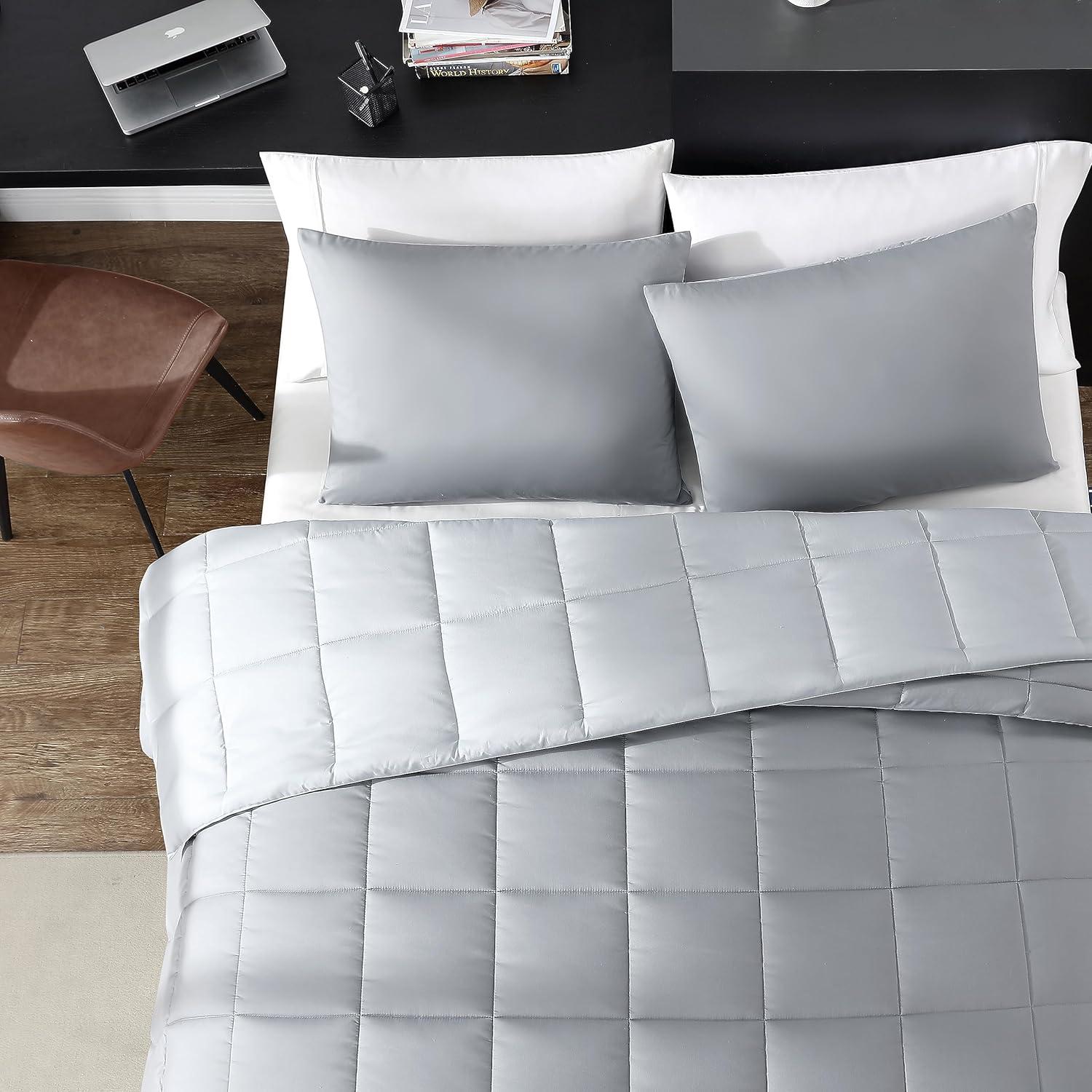 imageNautica Queen Comforter Set Cotton Reversible Bedding Set All Season Home Dcor Longdale Solid Grey QueenLongdale Solid Grey