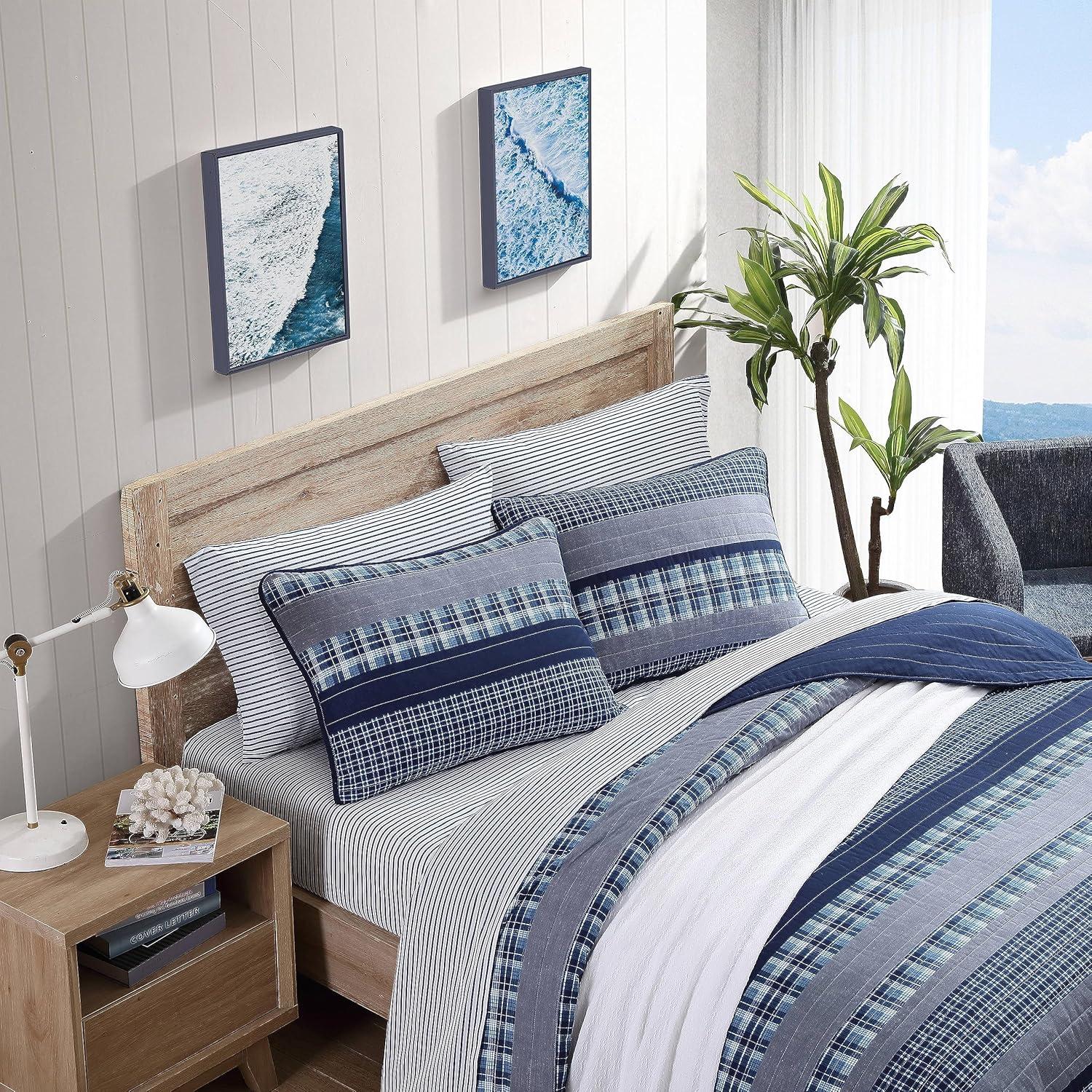 imageNautica Twin Quilt Set Cotton Reversible Bedding Set Addison Blue TwinAddison Blue