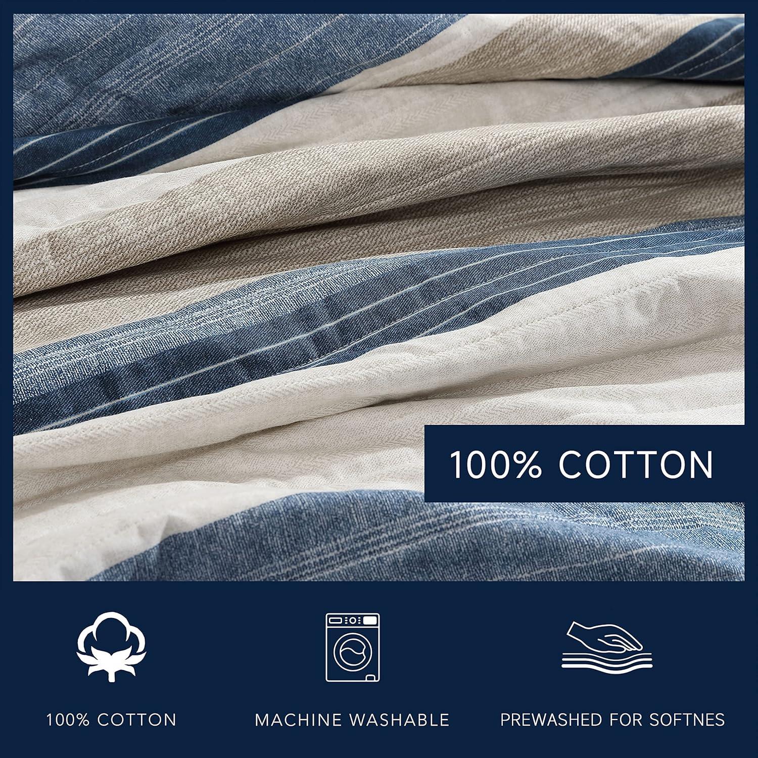 imageNautica Twin Quilt Set Cotton Reversible Bedding Set Dorm Room Essentials Ridgeport Beige TwinRidgeport Denim