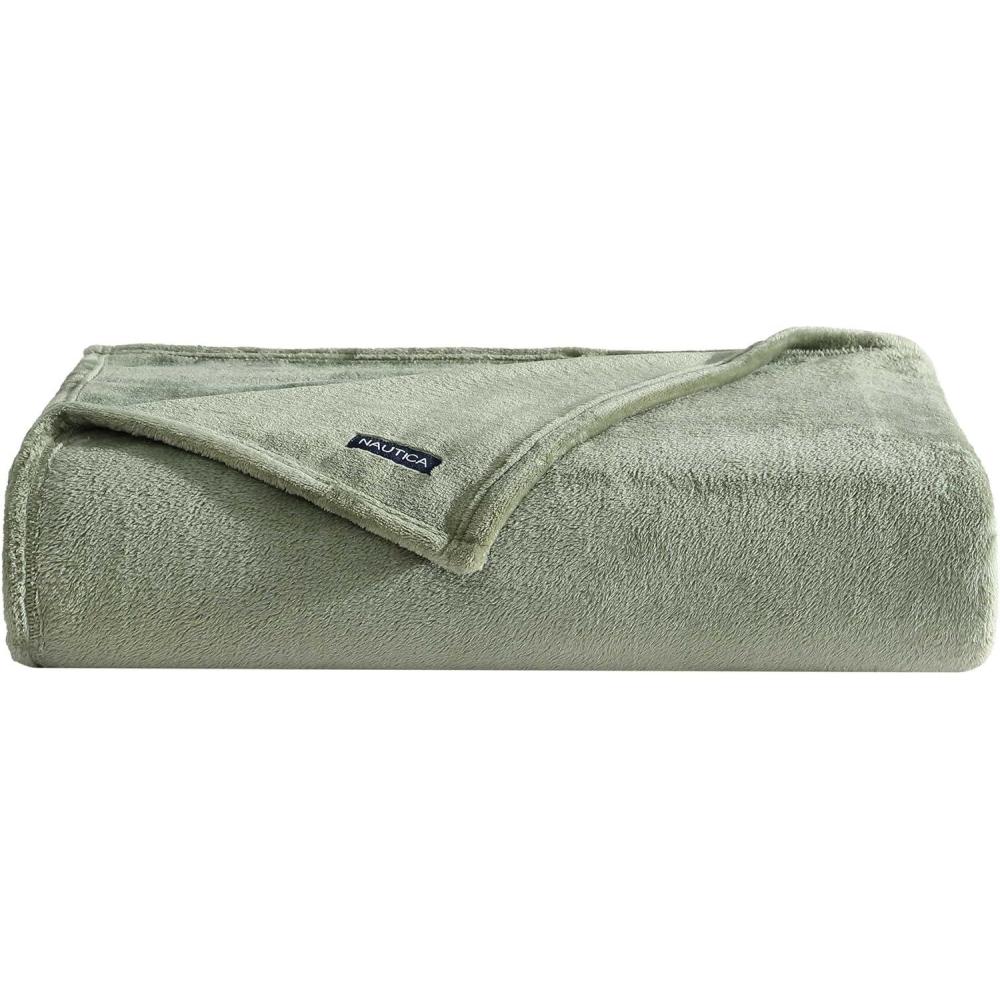 imageNautica  Twin Blanket Soft Plush Fleece Bedding Ideal for Bed or Couch Dorm Essentials OekoTex Certified Solid RedSolid Green