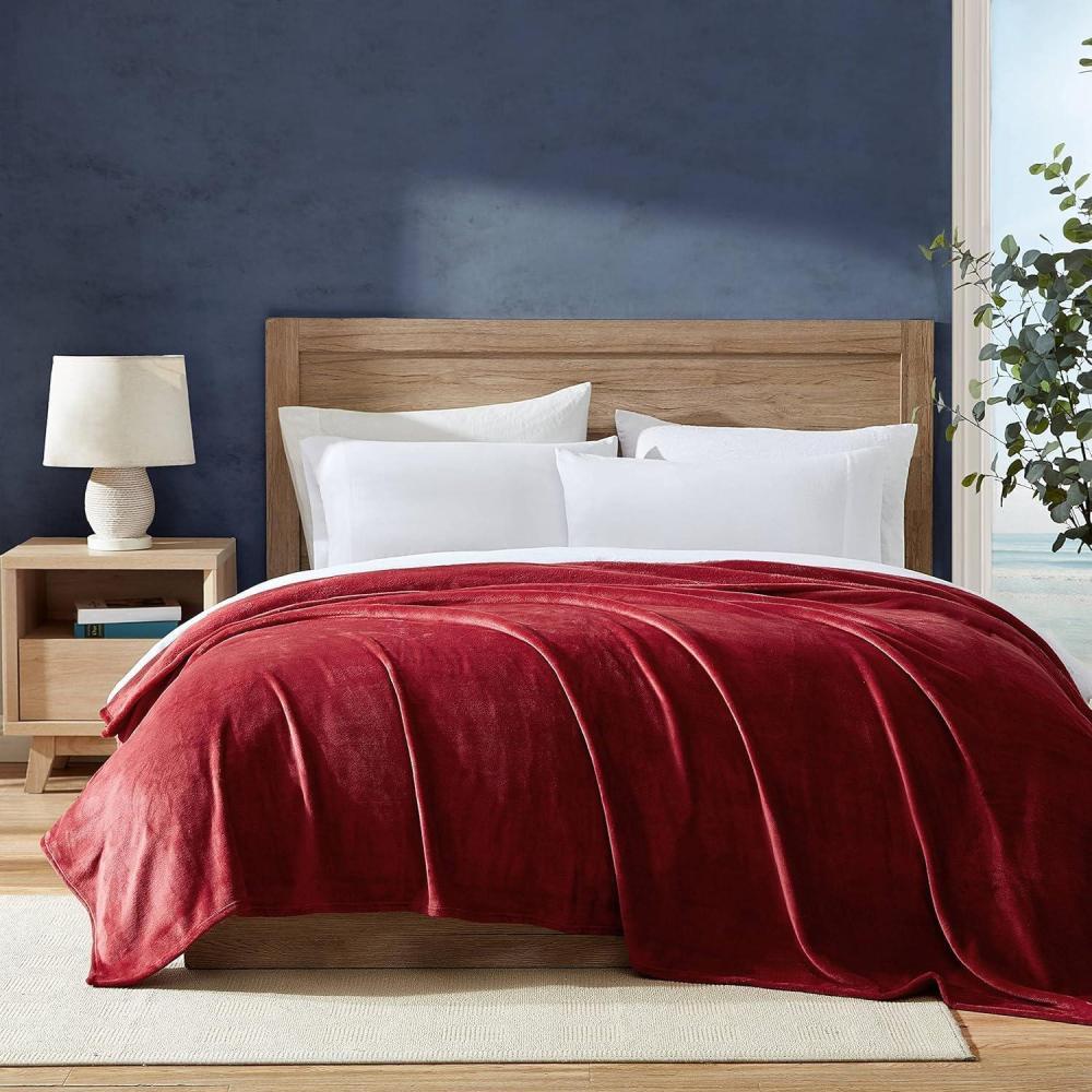 imageNautica  Twin Blanket Soft Plush Fleece Bedding Ideal for Bed or Couch Dorm Essentials OekoTex Certified Solid RedSolid Red
