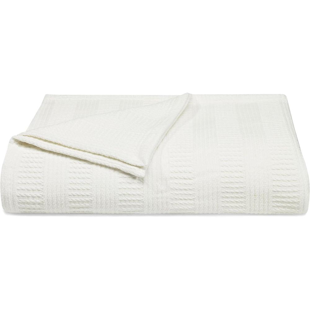 imageNautica  Twin Blanket Woven Textured Cotton Bedding Ideal for Bed or Couch Dorm Essentials OekoTex Certified Rope Stripe WhiteWhite