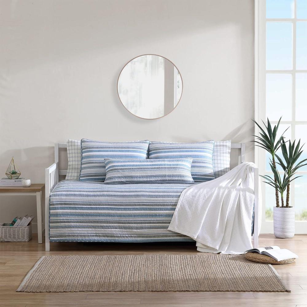 imageNautica  Twin Quilt Set Soft ampamp Breathable Cotton Bedding with Medium Weight Feel Reversible 2 Piece Bed Set with Matching Pillowcase Jettison GreyDaybed