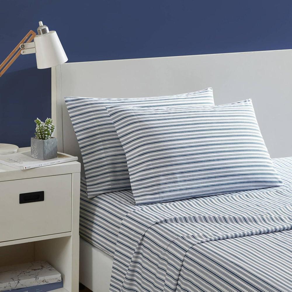 imageNautica  Twin XL Sheets Cotton Percale Preppy Bedding Set Casual Home Decor Dorm Room Essentials Coleridge Stripe Blue Twin XL