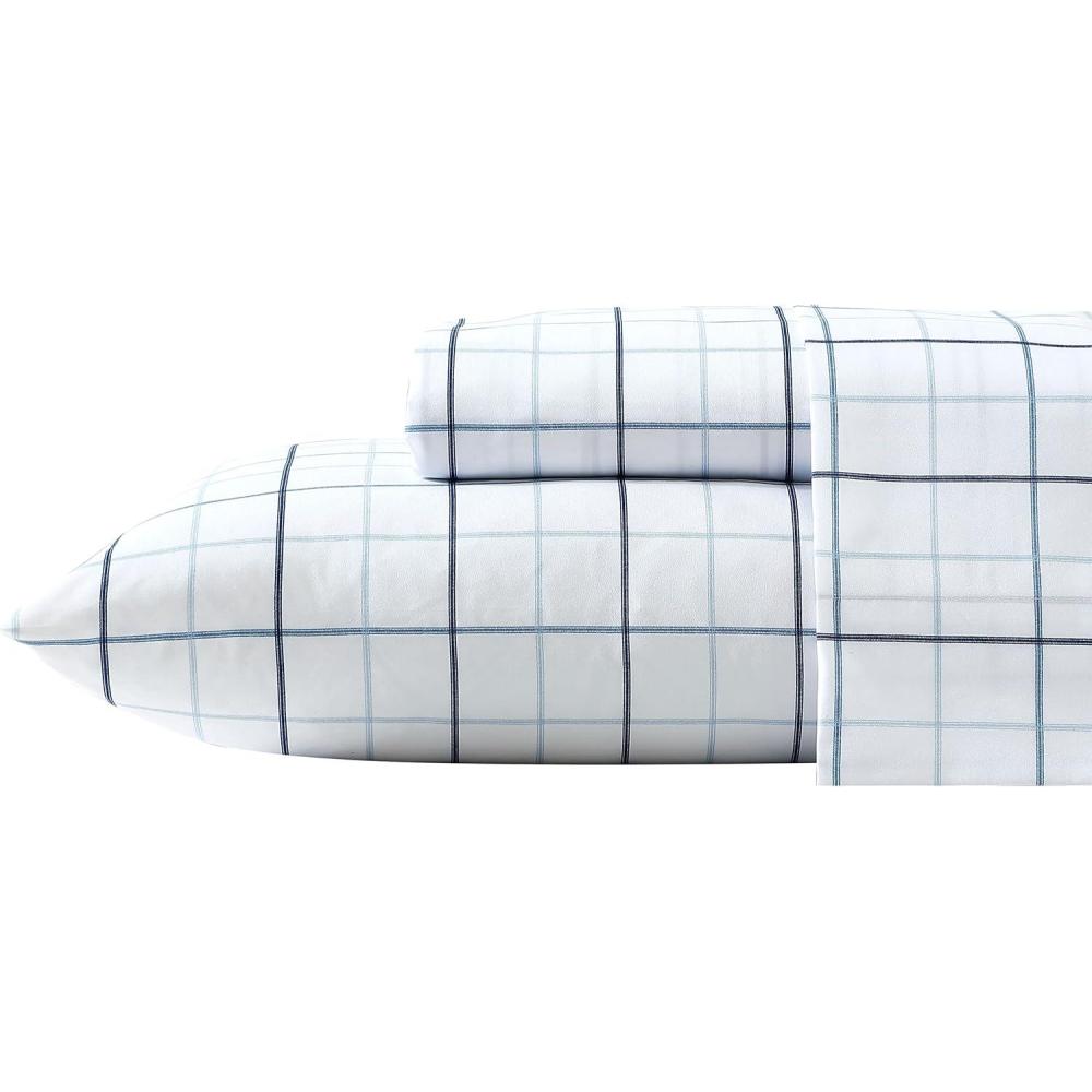 imageNautica  TwinTwin XL Sheet Set Deep Pocket Fitted Sheet and Pillowcase Set Double Layer Elastic Ideal Dorm Essentials Avery Stripe Navy TwinTwin XLClarkson Blue