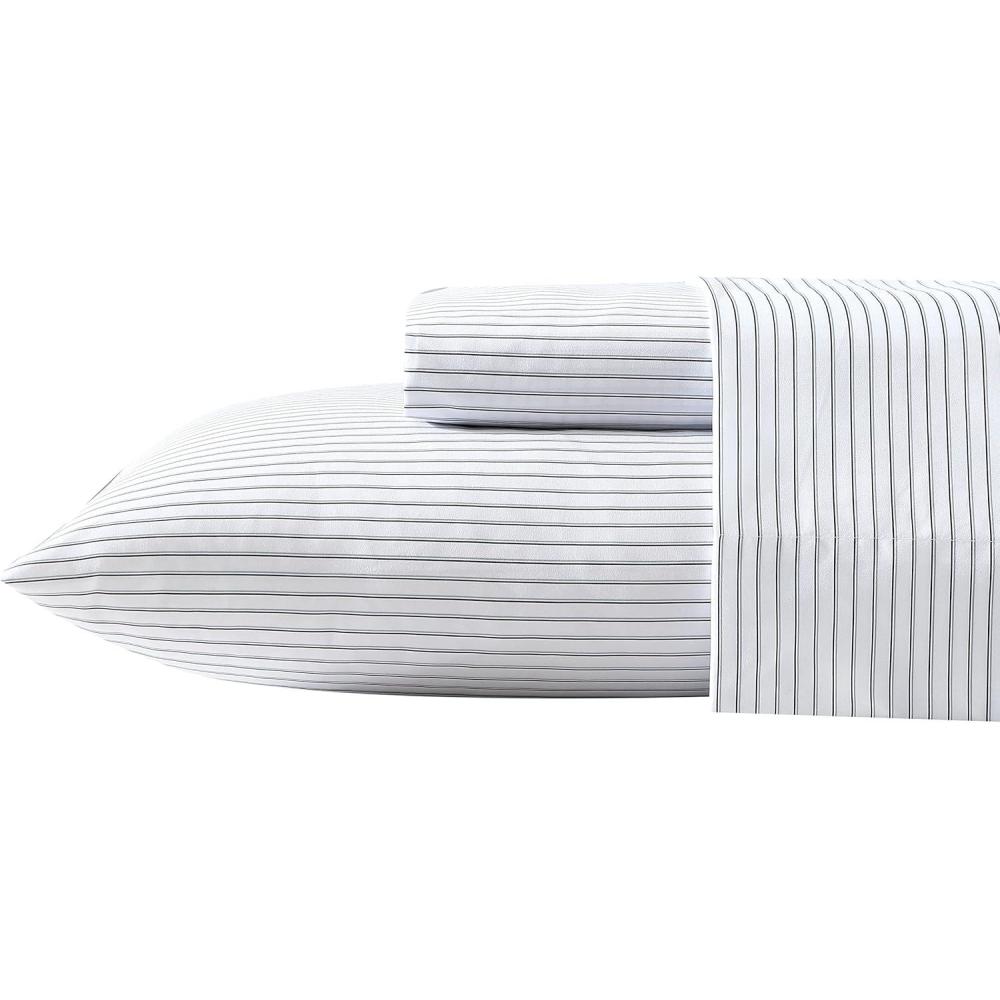 imageNautica  TwinTwin XL Sheet Set Deep Pocket Fitted Sheet and Pillowcase Set Double Layer Elastic Ideal Dorm Essentials Avery Stripe Navy TwinTwin XLSkinny Yacht Stripe Grey