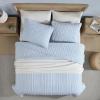 imageNautica  Queen Quilt Set Reversible Cotton Bedding with Matching Shams Modern Home Decor for All Seasons Dover Beige QueenColeridge Stripe Light Blue