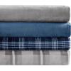 imageNautica  Twin Blanket Soft Plush Fleece Bedding Ideal for Bed or Couch Dorm Essentials OekoTex Certified Winter Tattersall RedLewes Grey