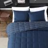 imageNautica Queen Comforter Set Cotton Reversible Bedding Set All Season Home Dcor Longdale Solid Grey QueenLongdale Stripe Navy