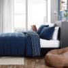 imageNautica Queen Comforter Set Cotton Reversible Bedding Set All Season Home Dcor Longdale Solid Grey QueenLongdale Stripe Navy
