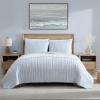imageNautica  Queen Quilt Set Reversible Cotton Bedding with Matching Shams Modern Home Decor for All Seasons Dover Beige QueenColeridge Stripe Light Blue